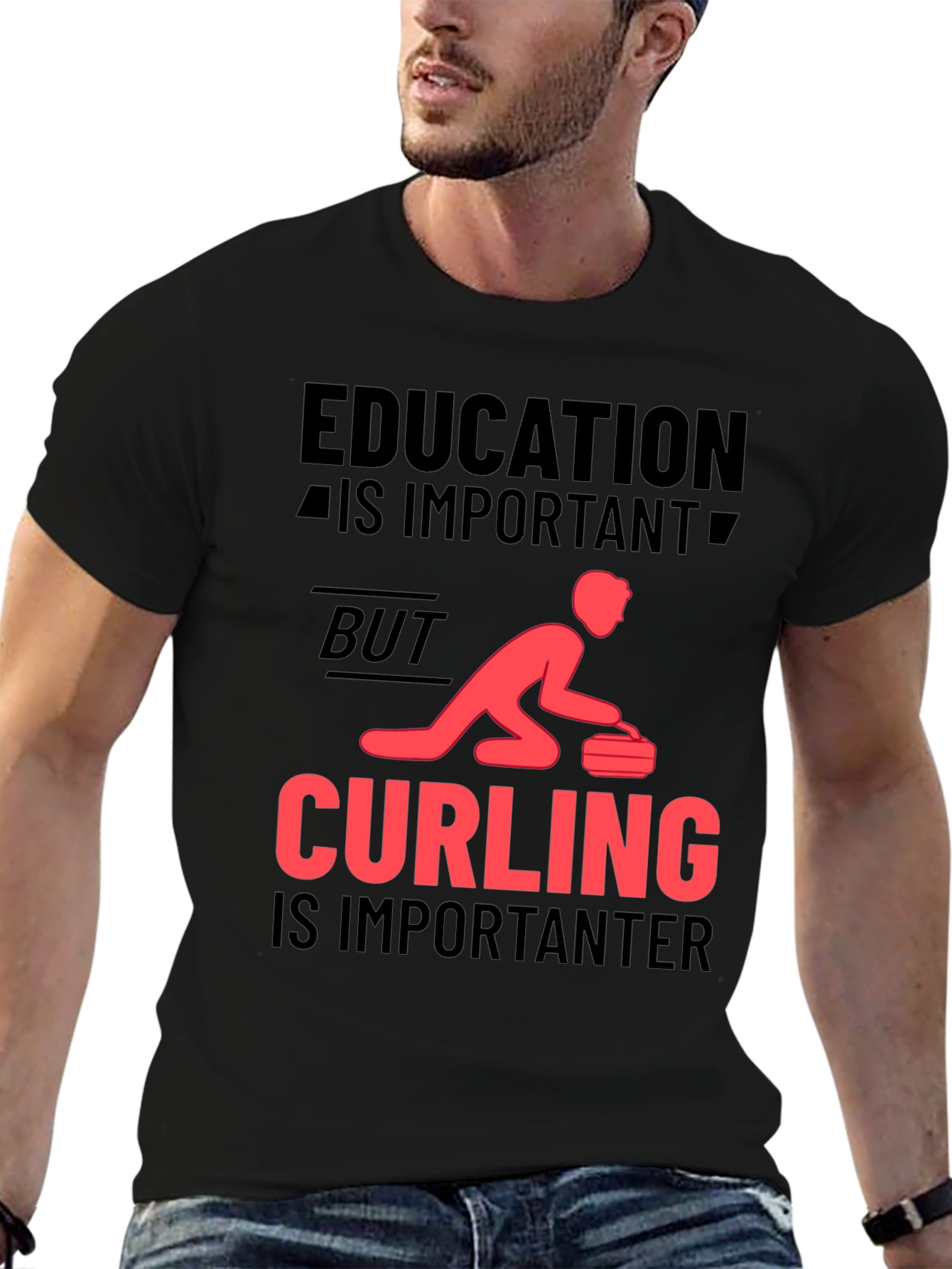 Black Education Important? Curling Importanter T-Shirt view 6