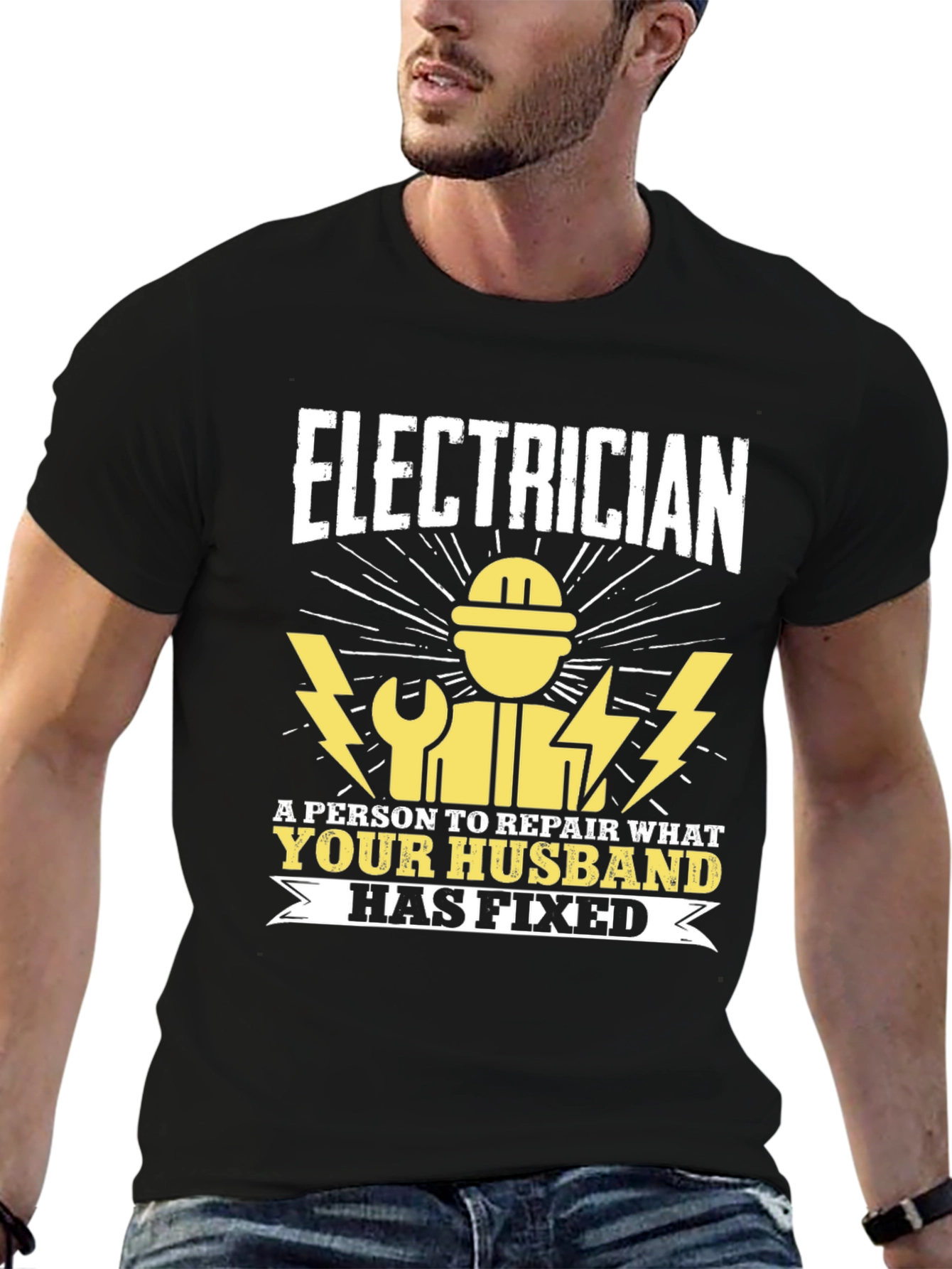 Black Electrician Humor T-Shirt view 6