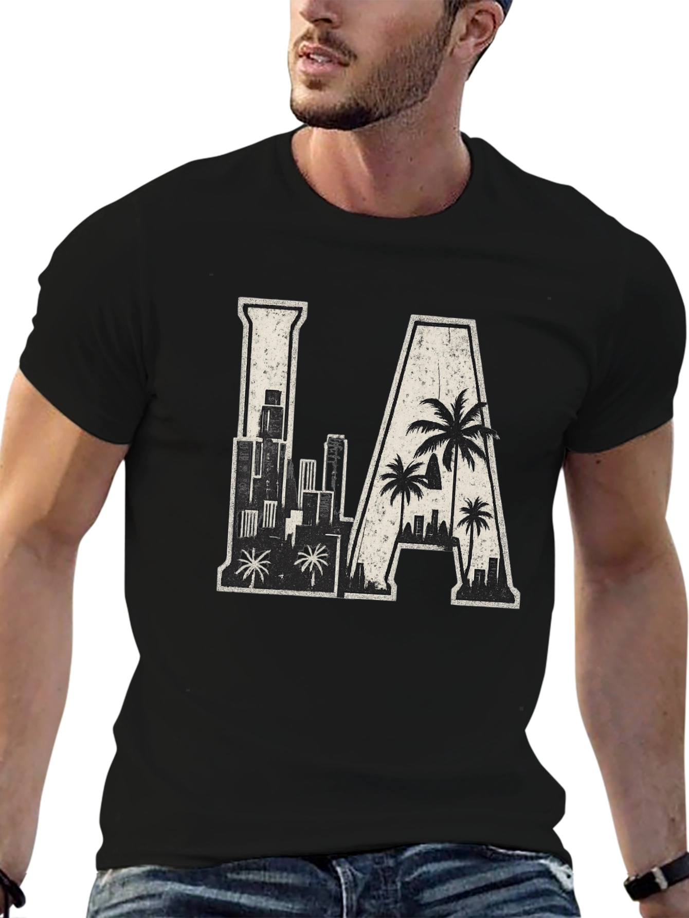 Black LA Skyline Graphic Tee - Urban Style view 6