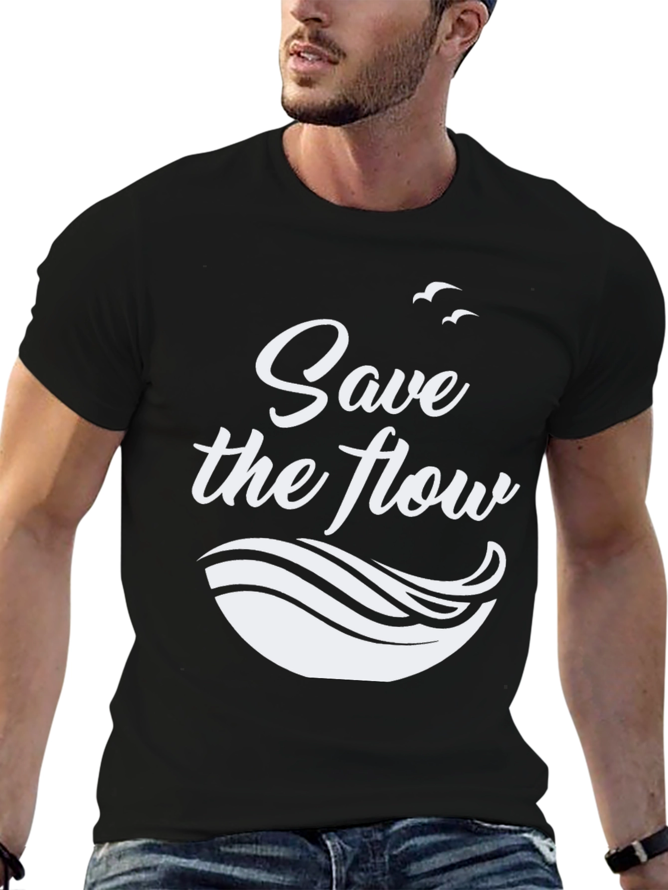 Black Save the Flow Graphic Tee view 6