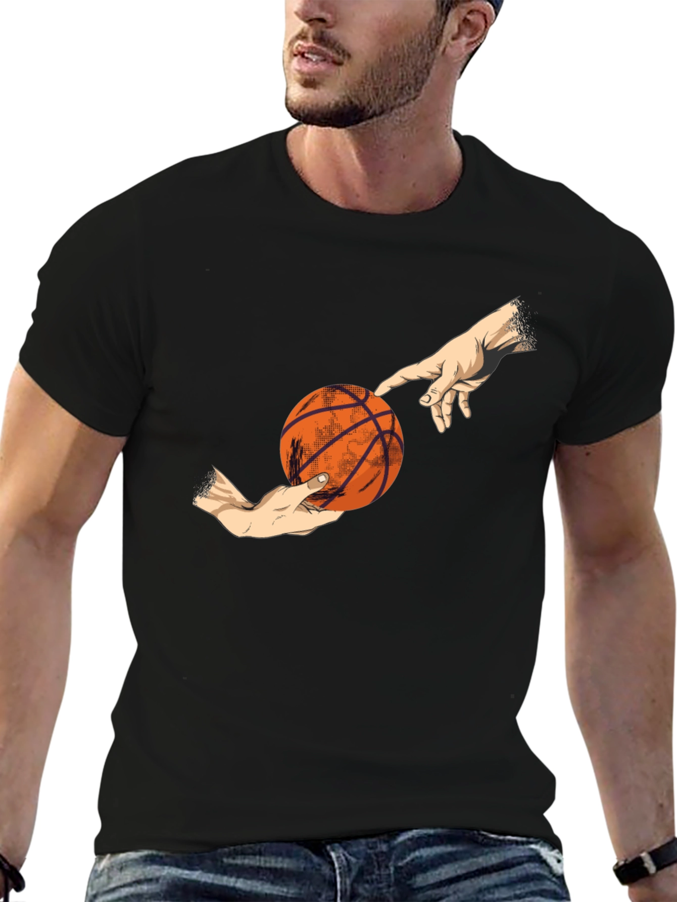 Black Basketball Creation T-Shirt - Artistic Sports Tee view 6