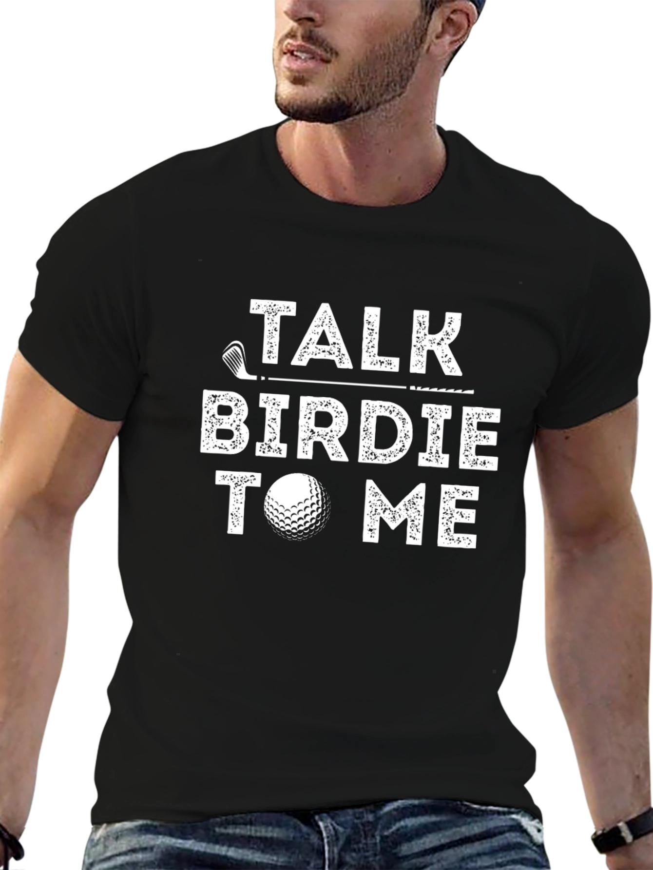 Black Talk Birdie To Me Golf T-Shirt view 6