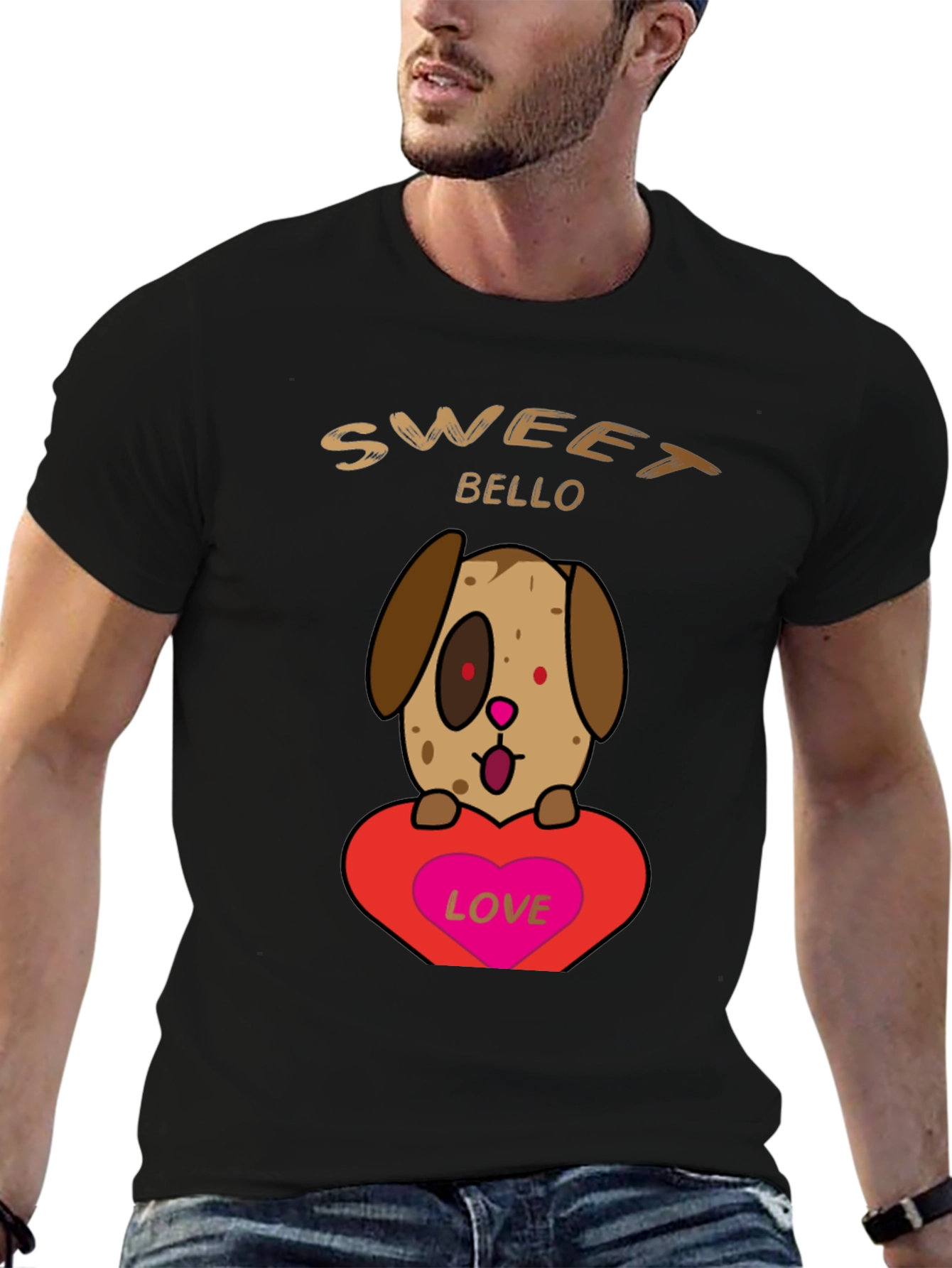 Black Sweet Bello Dog Lover T-Shirt view 6