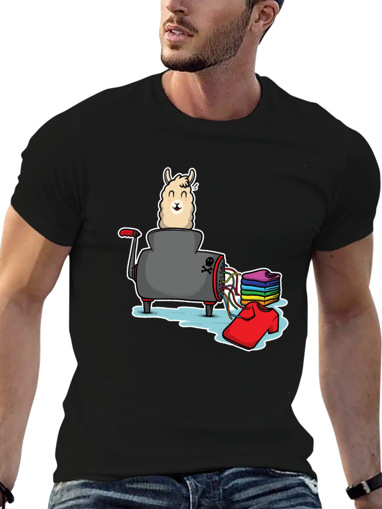 Black Llama T-Shirt - Whimsical Design view 6
