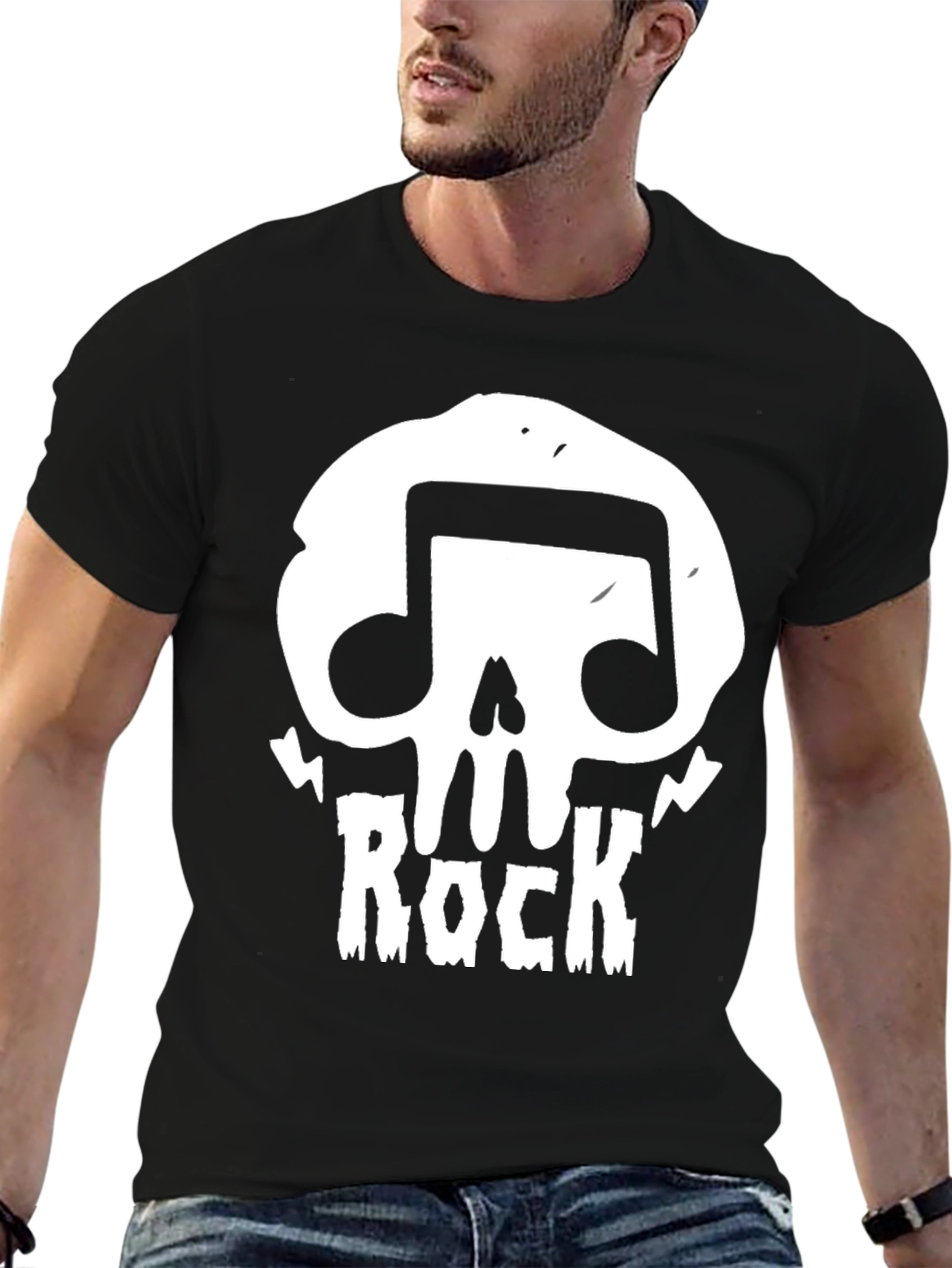 Black Rock Music Skull T-Shirt - Mens Black Graphic Tee view 6