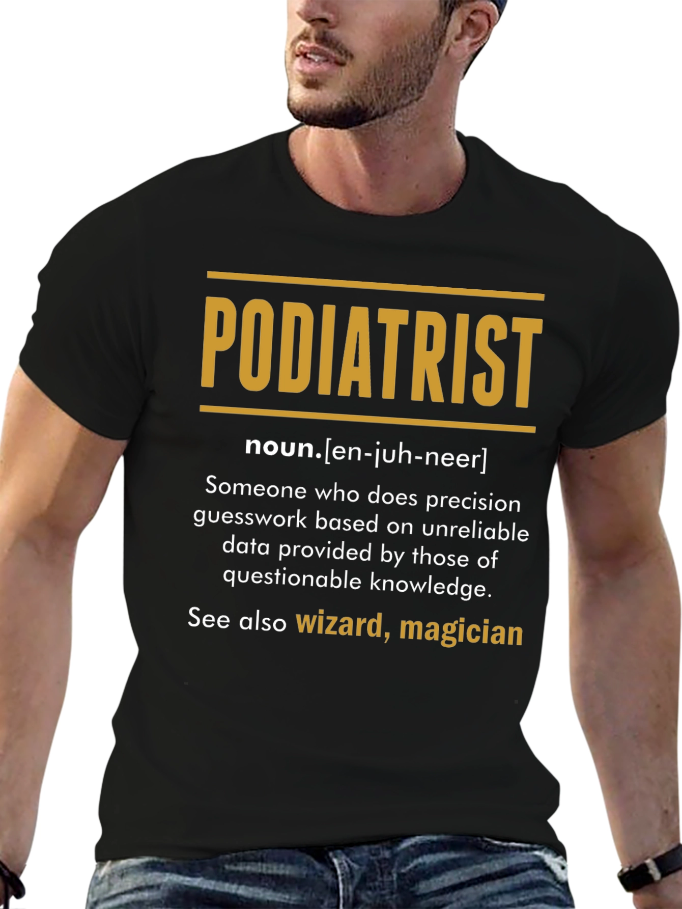Black Funny Podiatrist Definition Black T-Shirt view 6