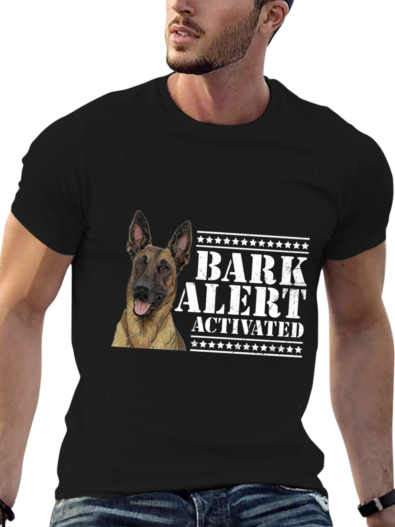 Black Bark Alert Dog Lover T-Shirt view 6