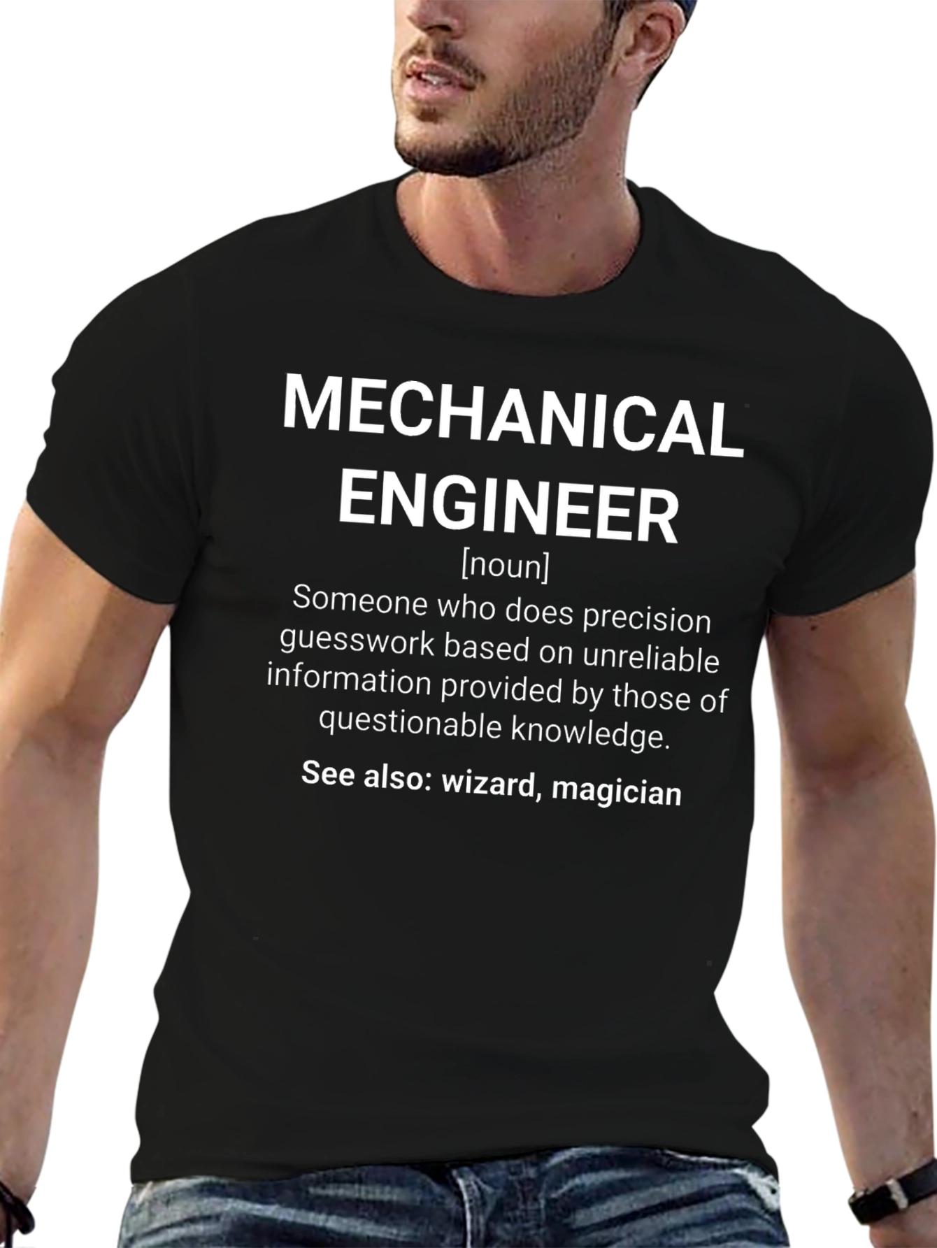 Black Mechanical Engineer Definition Graphic T-Shirt view 6