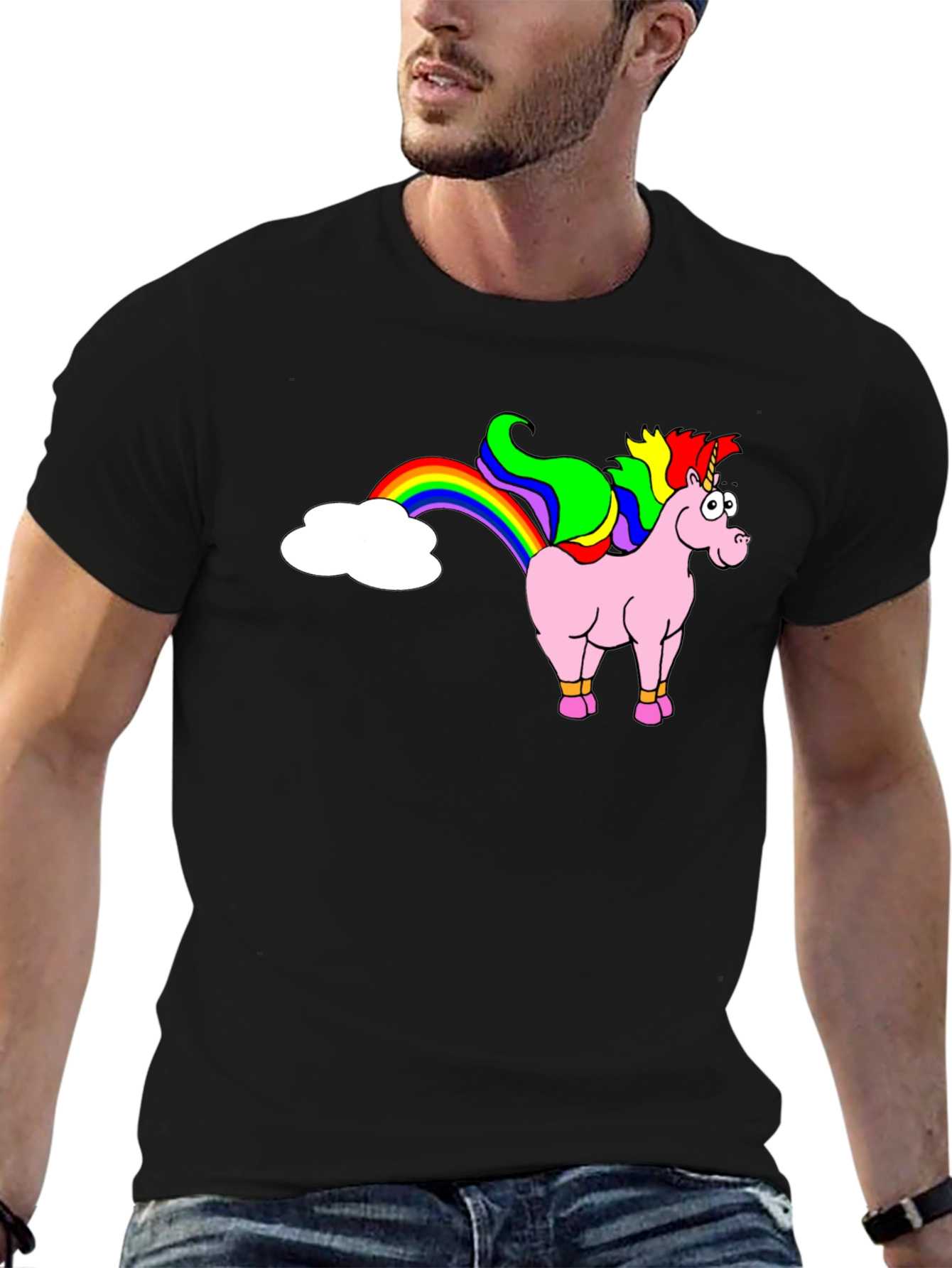 Black Unicorn Rainbow Funny Graphic Tee view 6