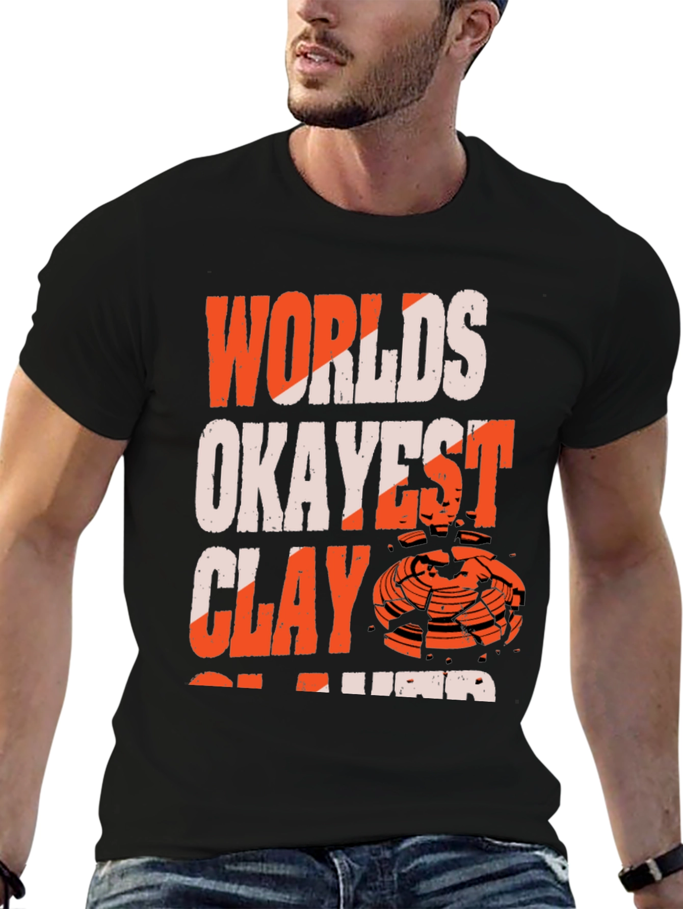 Black World's Okayest Clay Shooter T-Shirt view 6