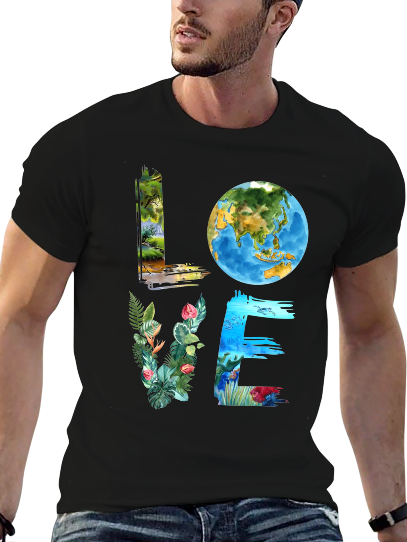 Black Love Earth Graphic Tee - Nature Inspired view 6