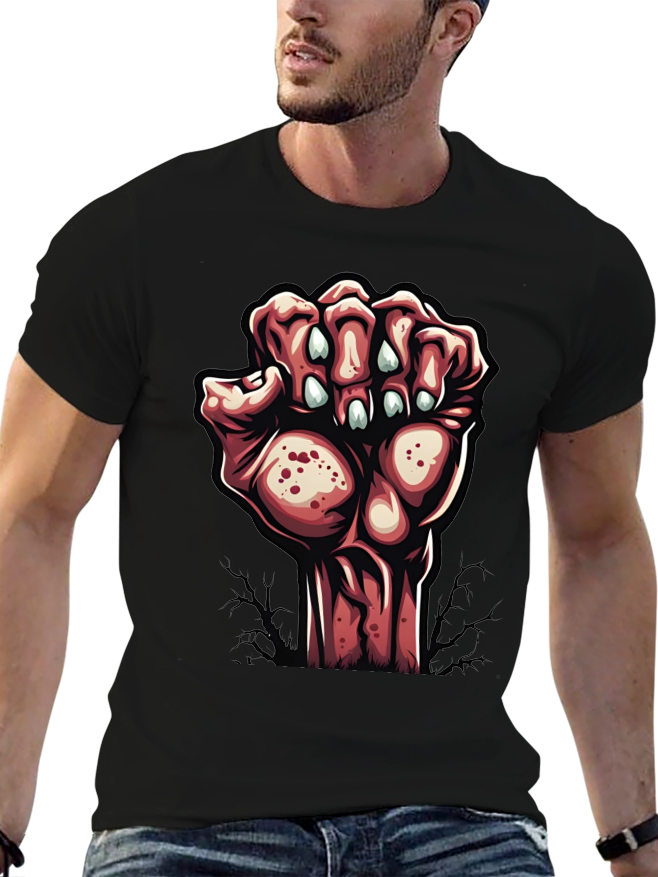 Black Zombie Hand Graphic Tee - Unique Halloween Style view 6