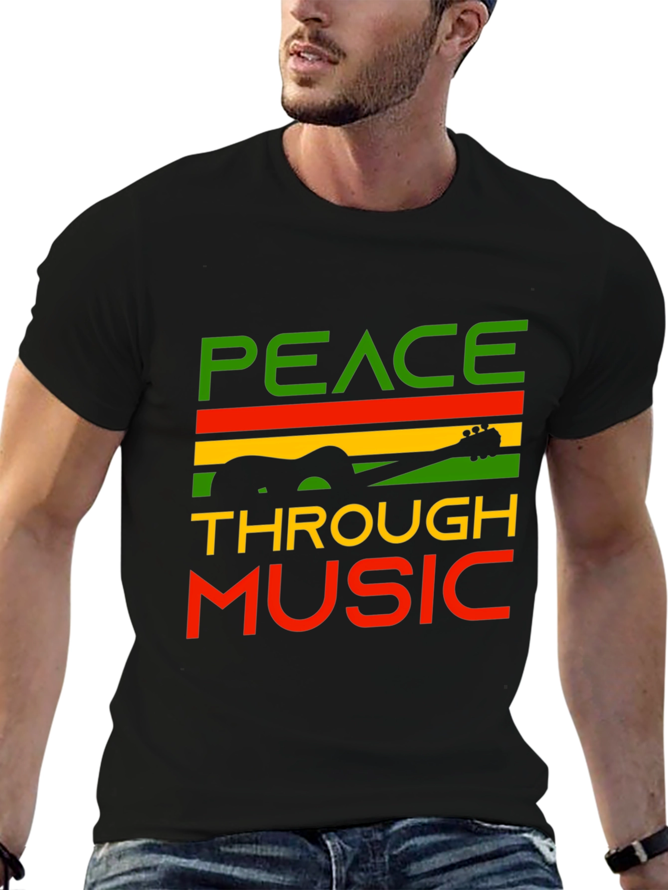 Black Peace Through Music Graphic Tee view 6