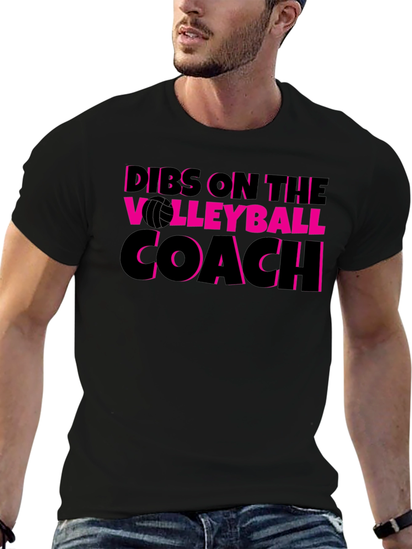 Black Dibs on the Volleyball Coach T-Shirt view 6