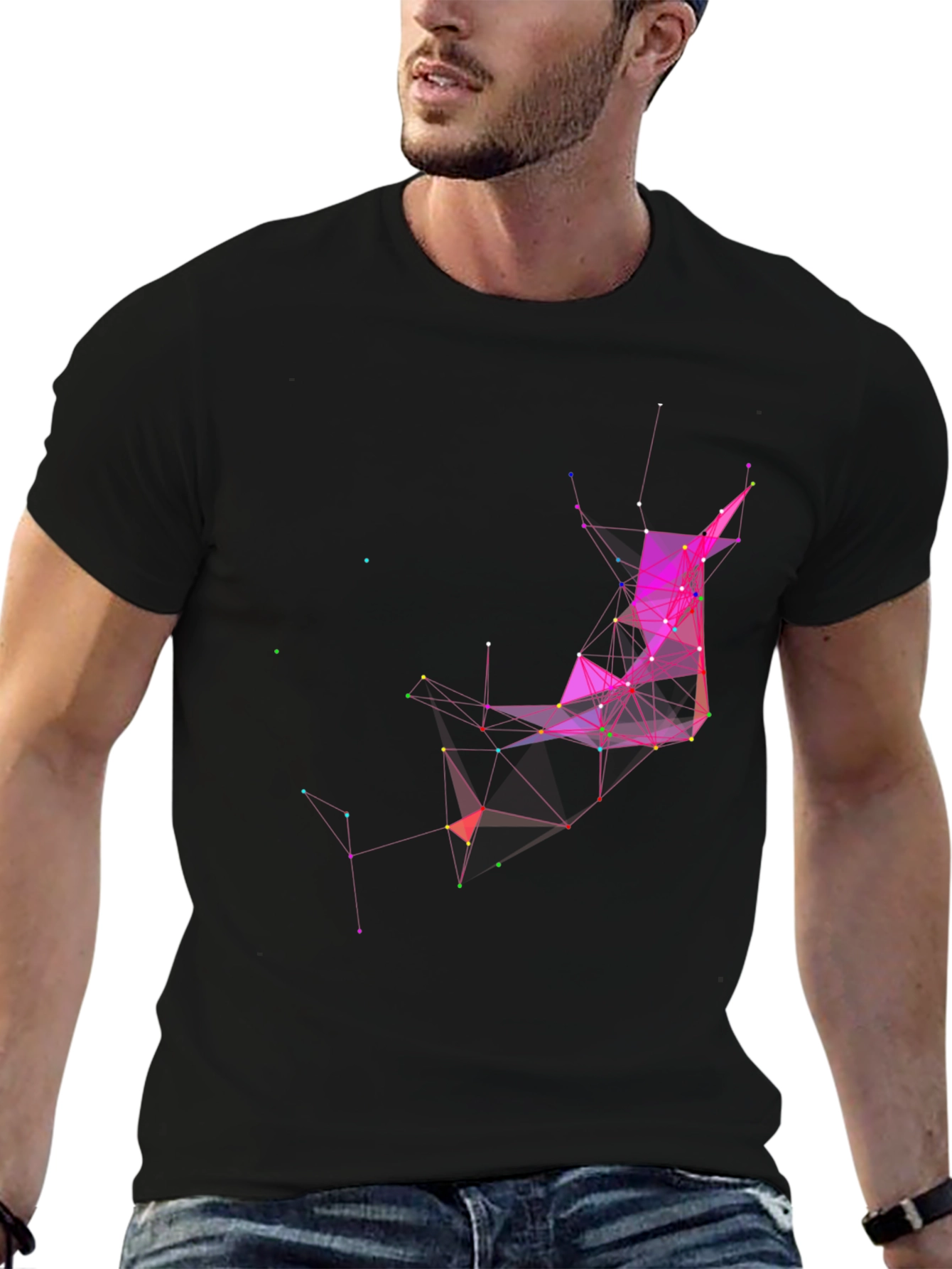Black Abstract Geometric T-Shirt view 6