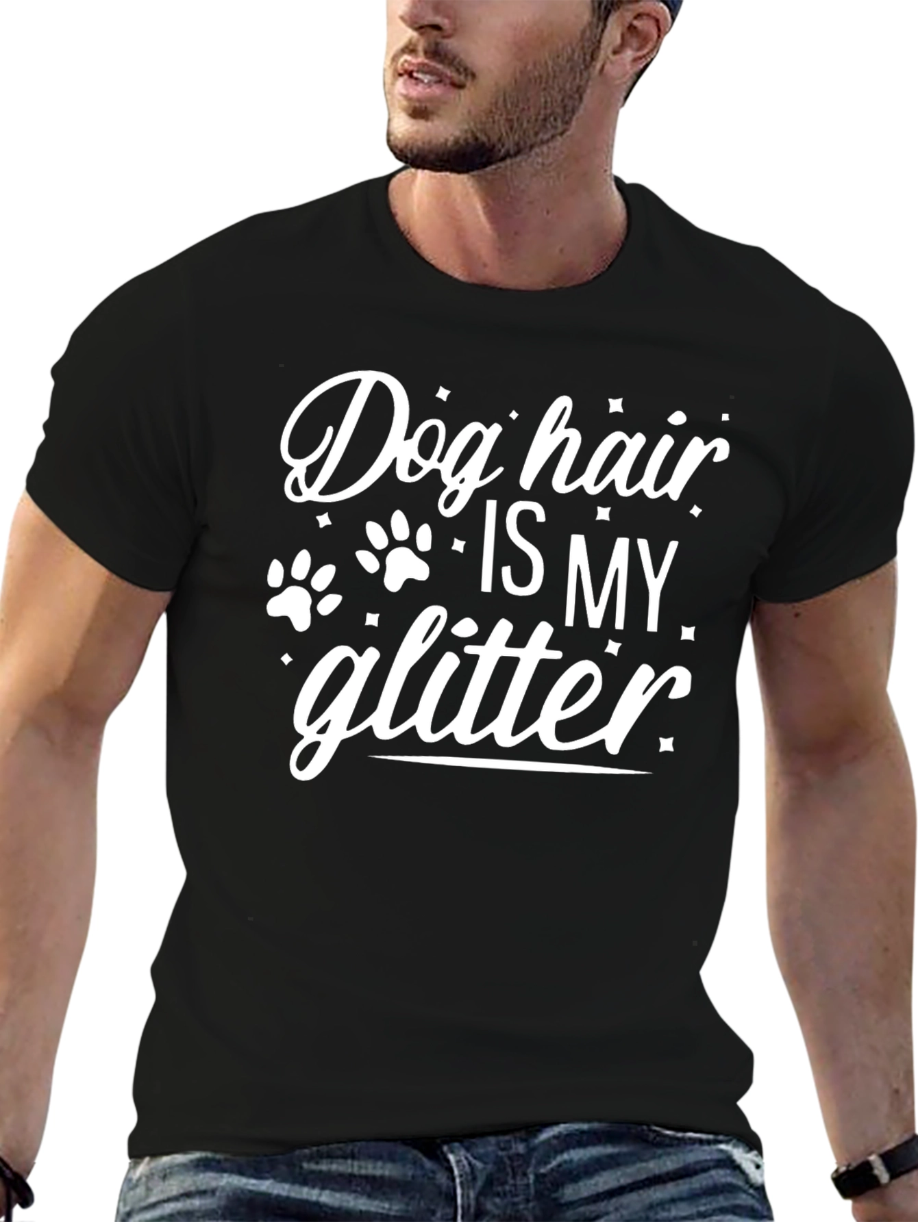 Black Dog Hair is My Glitter Graphic T-Shirt view 6