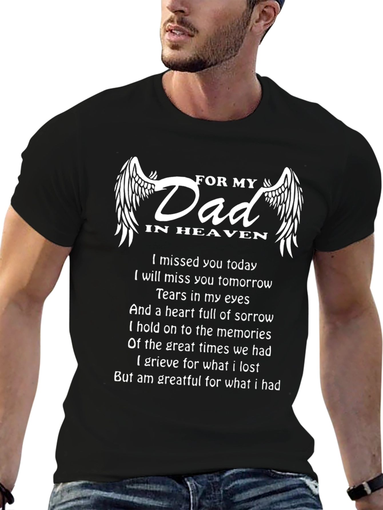 Black Memorial T-Shirt: For My Dad In Heaven view 6