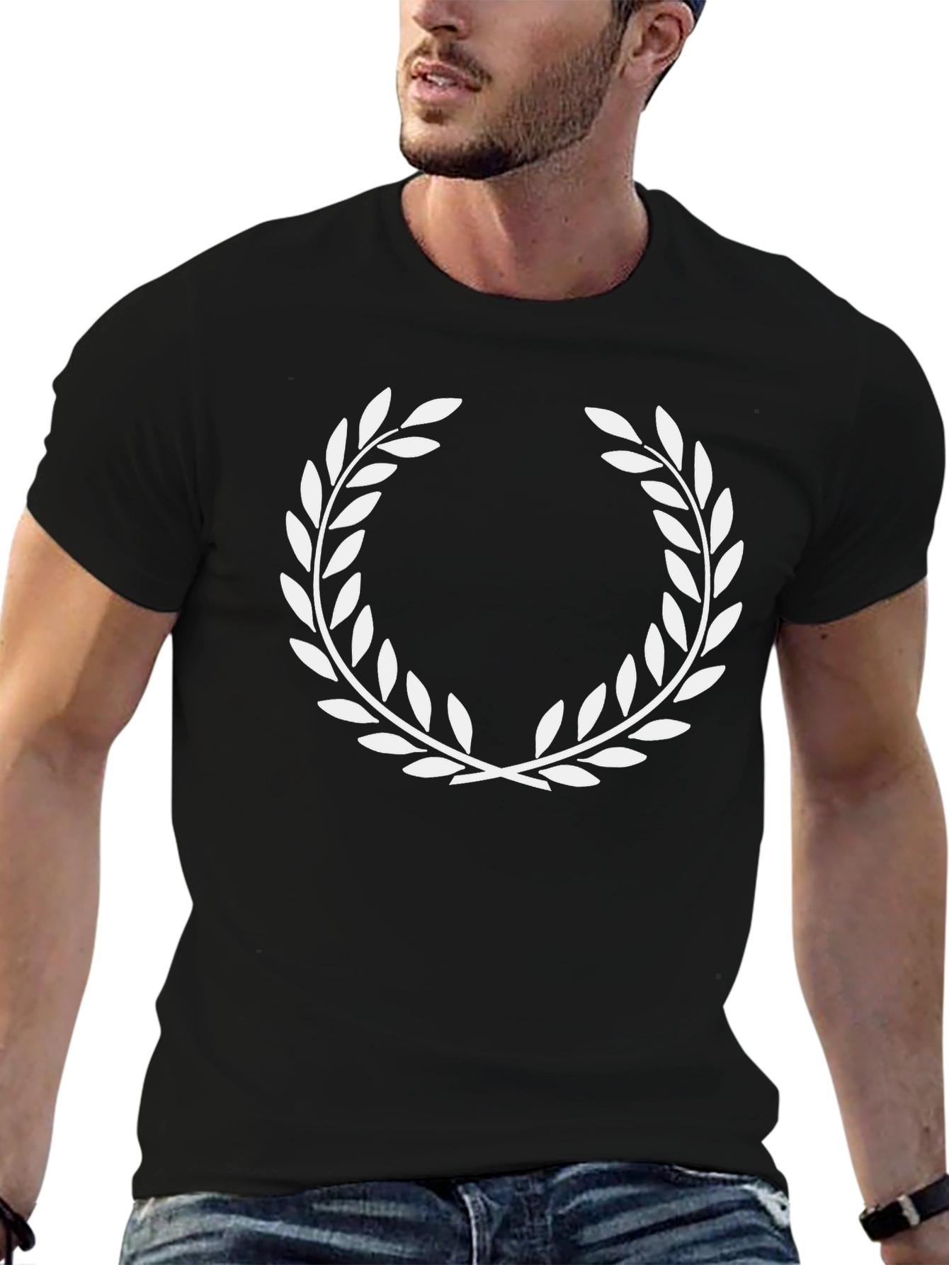 Black Laurel Wreath Graphic Tee - Black view 6