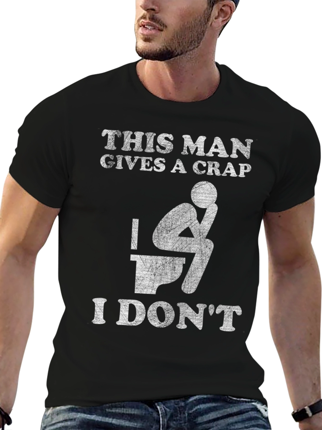 Black Funny "This Man Gives a Crap" Graphic Tee view 6