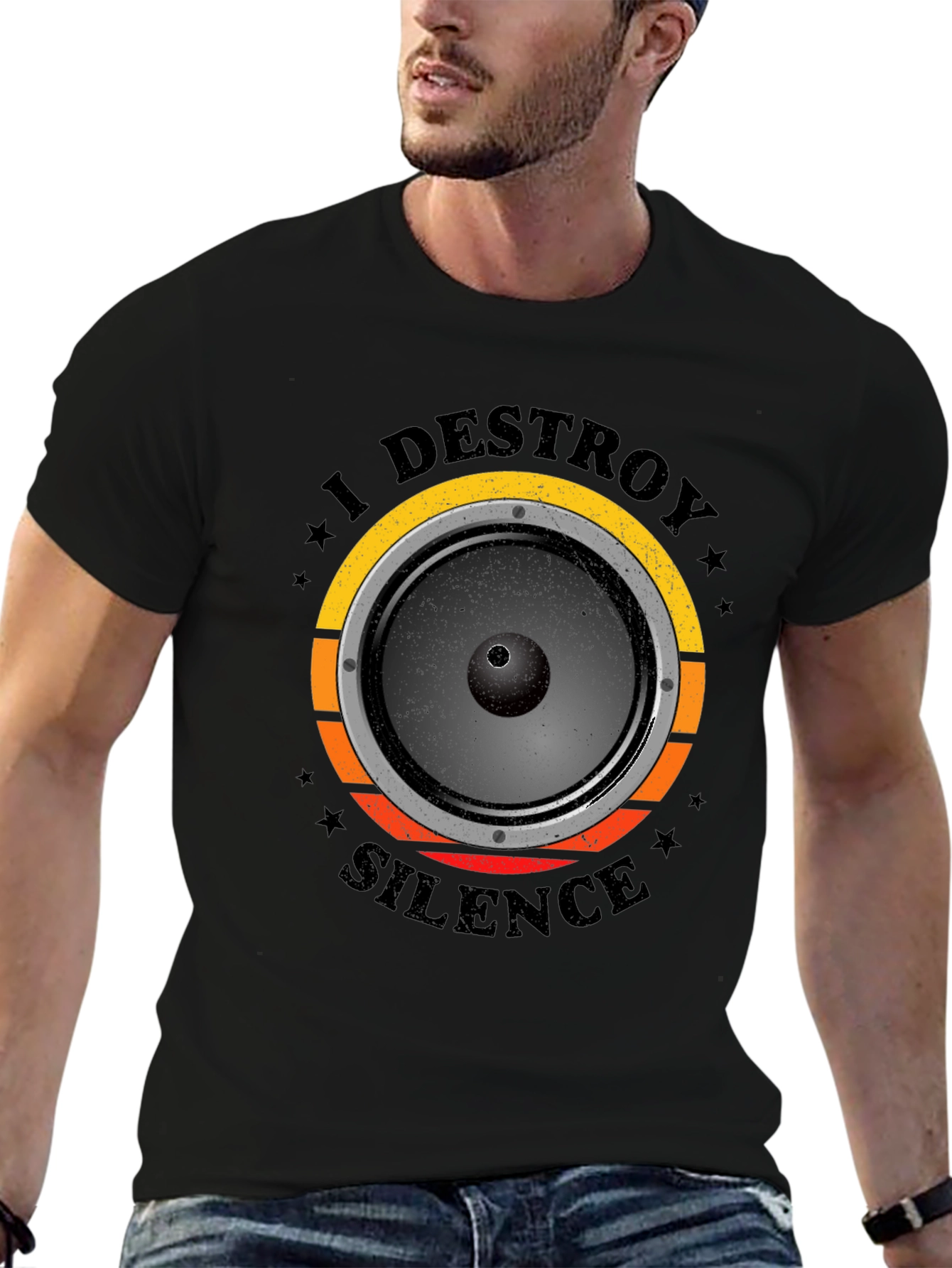 Black I Destroy Silence Graphic T-Shirt view 6