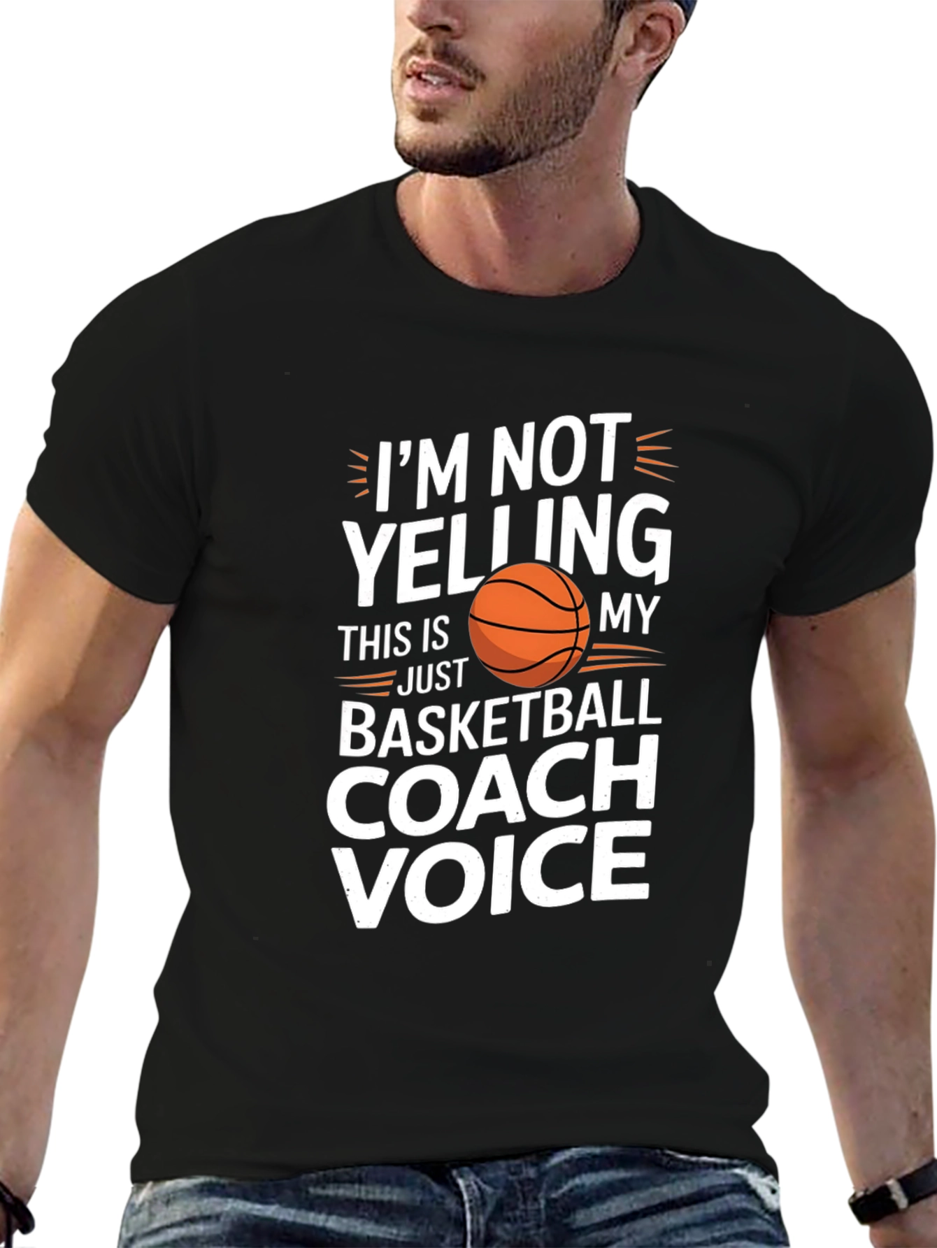 Black Basketball Coach Voice T-Shirt Funny Sports Tee view 6