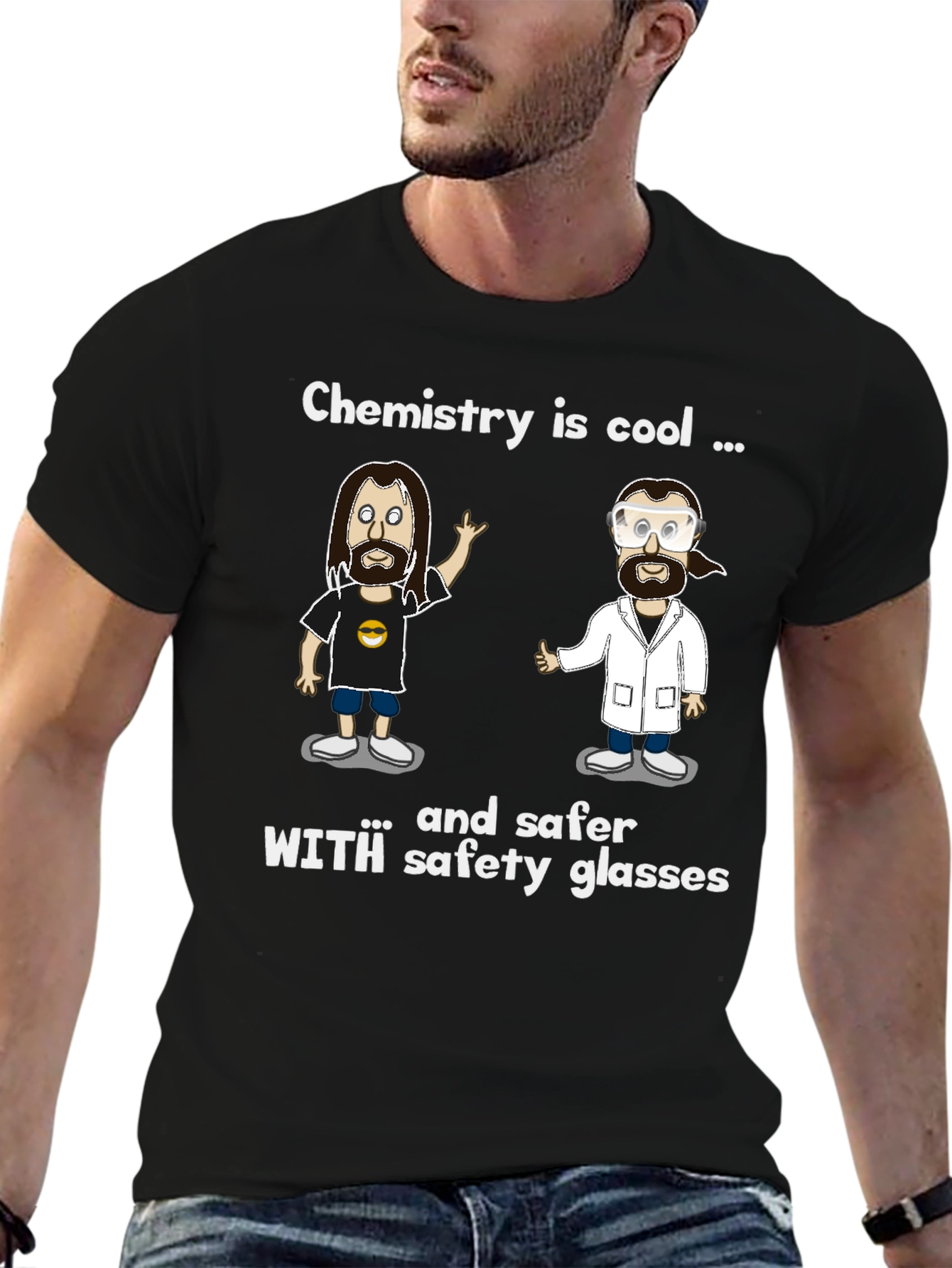 Black Chemistry Is Cool T-Shirt - Men's Black Graphic Tee view 6