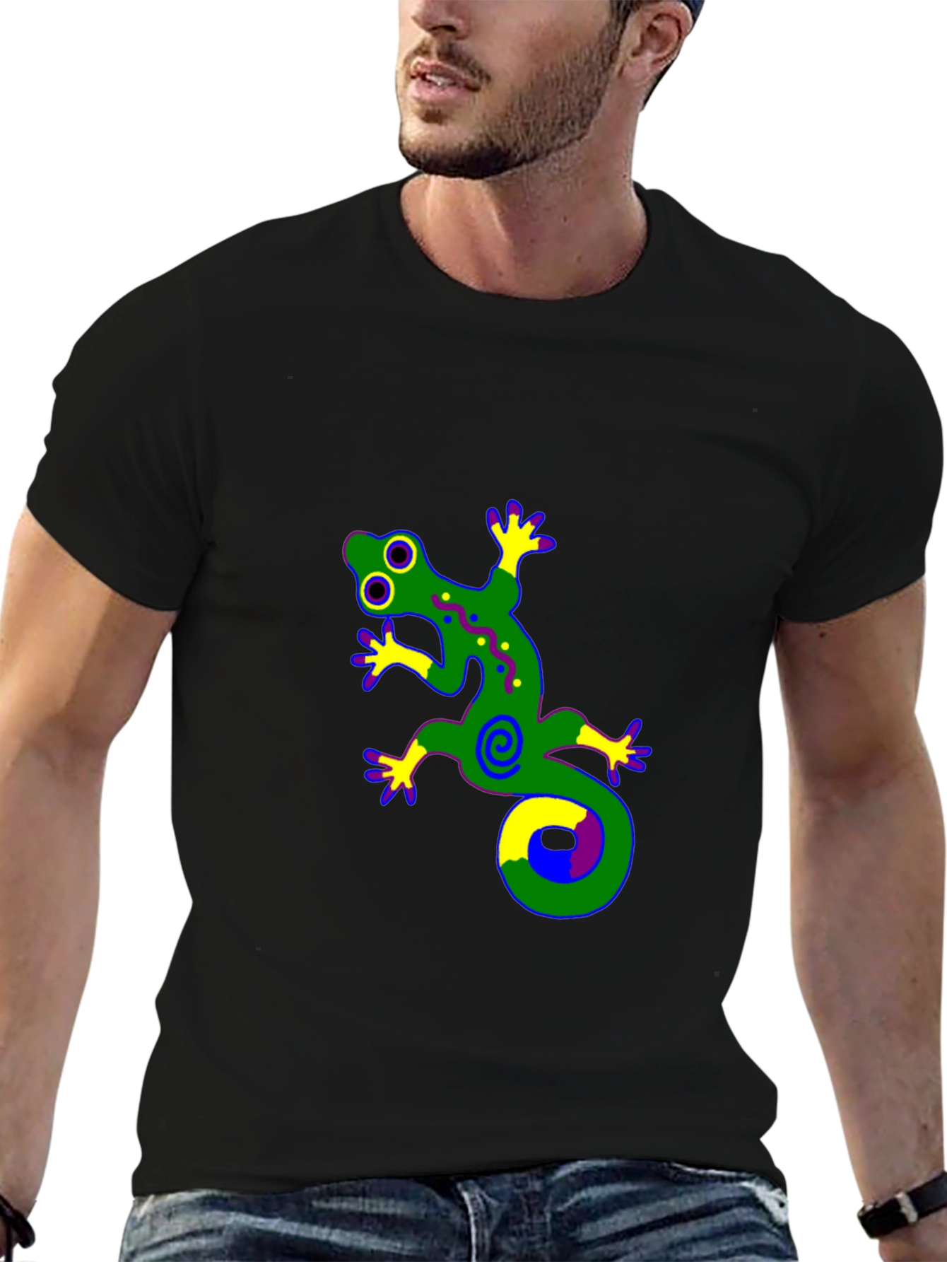 Black Funky Gecko Graphic Tee - Black view 6