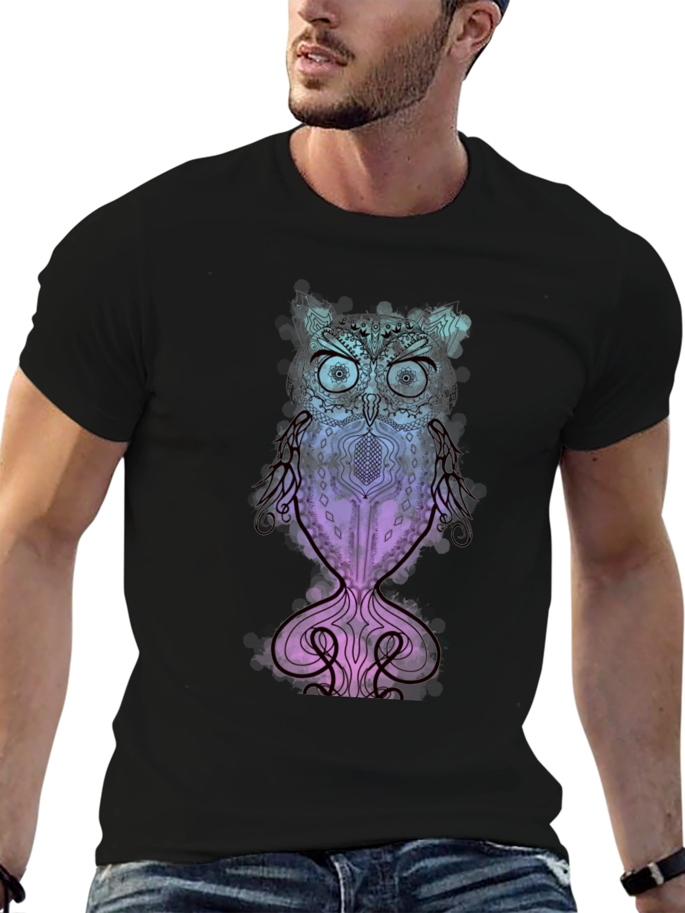 Black Owl Graphic T-Shirt - Unique Design view 6