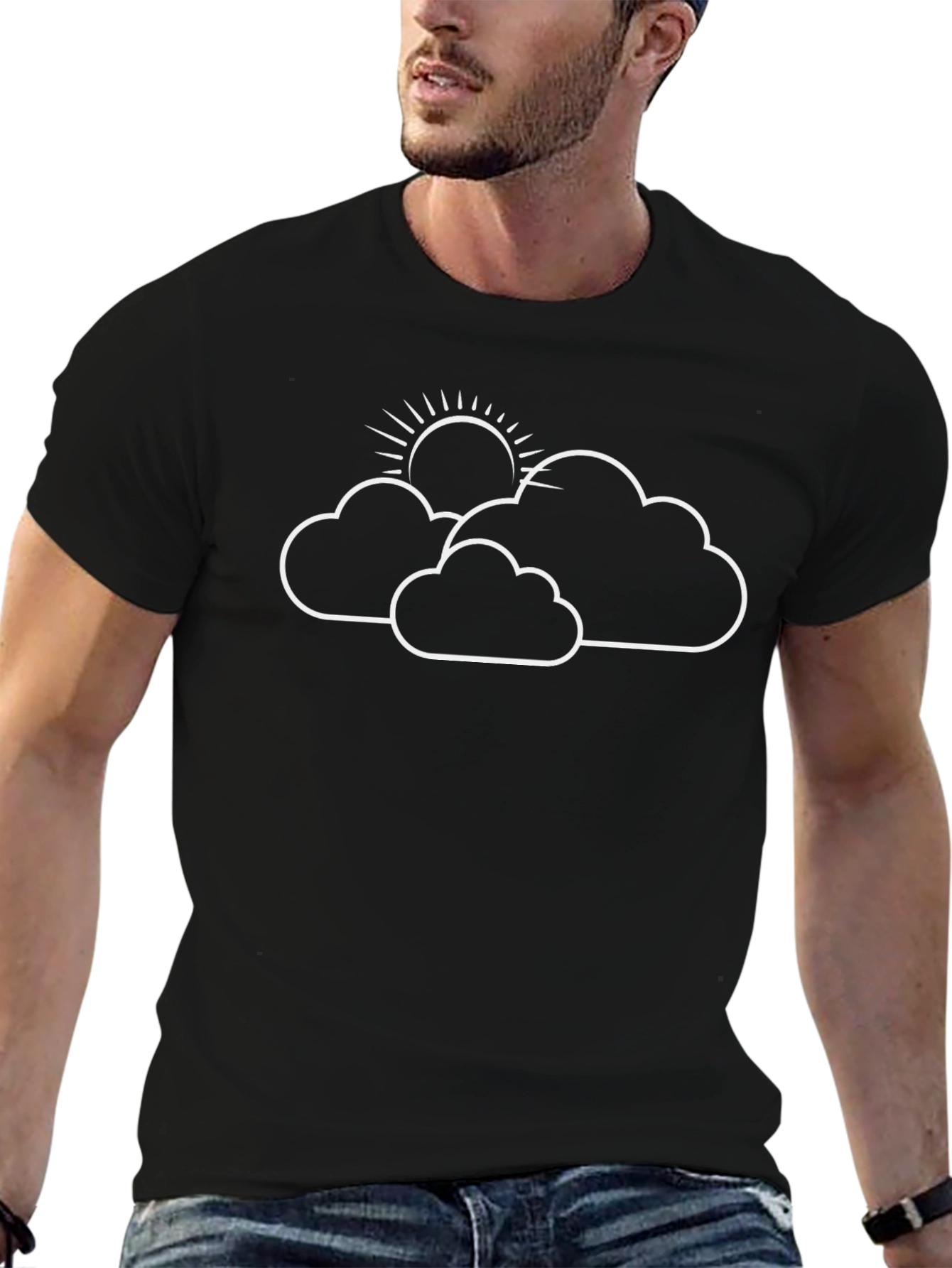 Black Sun and Clouds Graphic Tee view 6