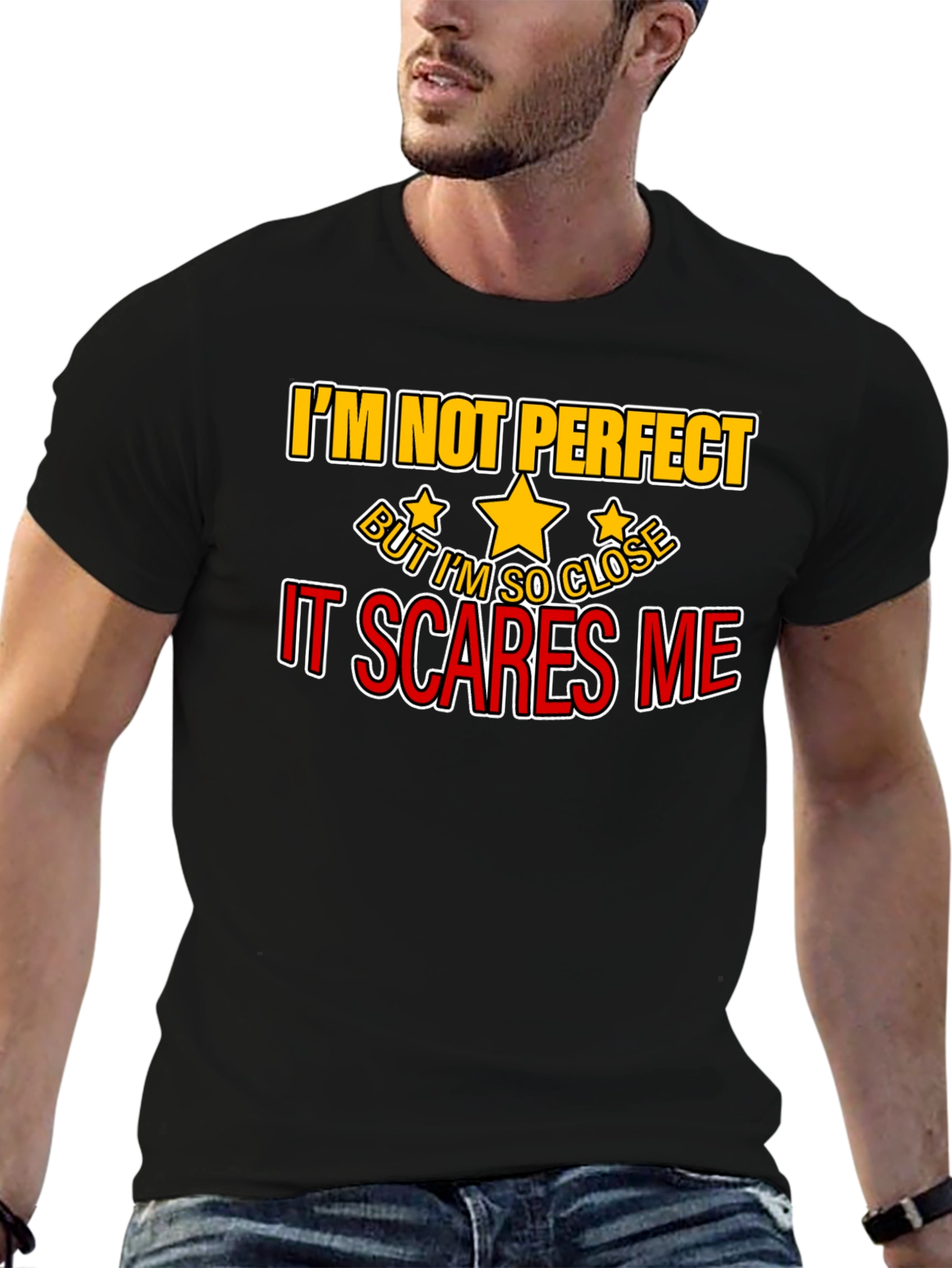 Black I'm Not Perfect Funny Graphic Tee view 6