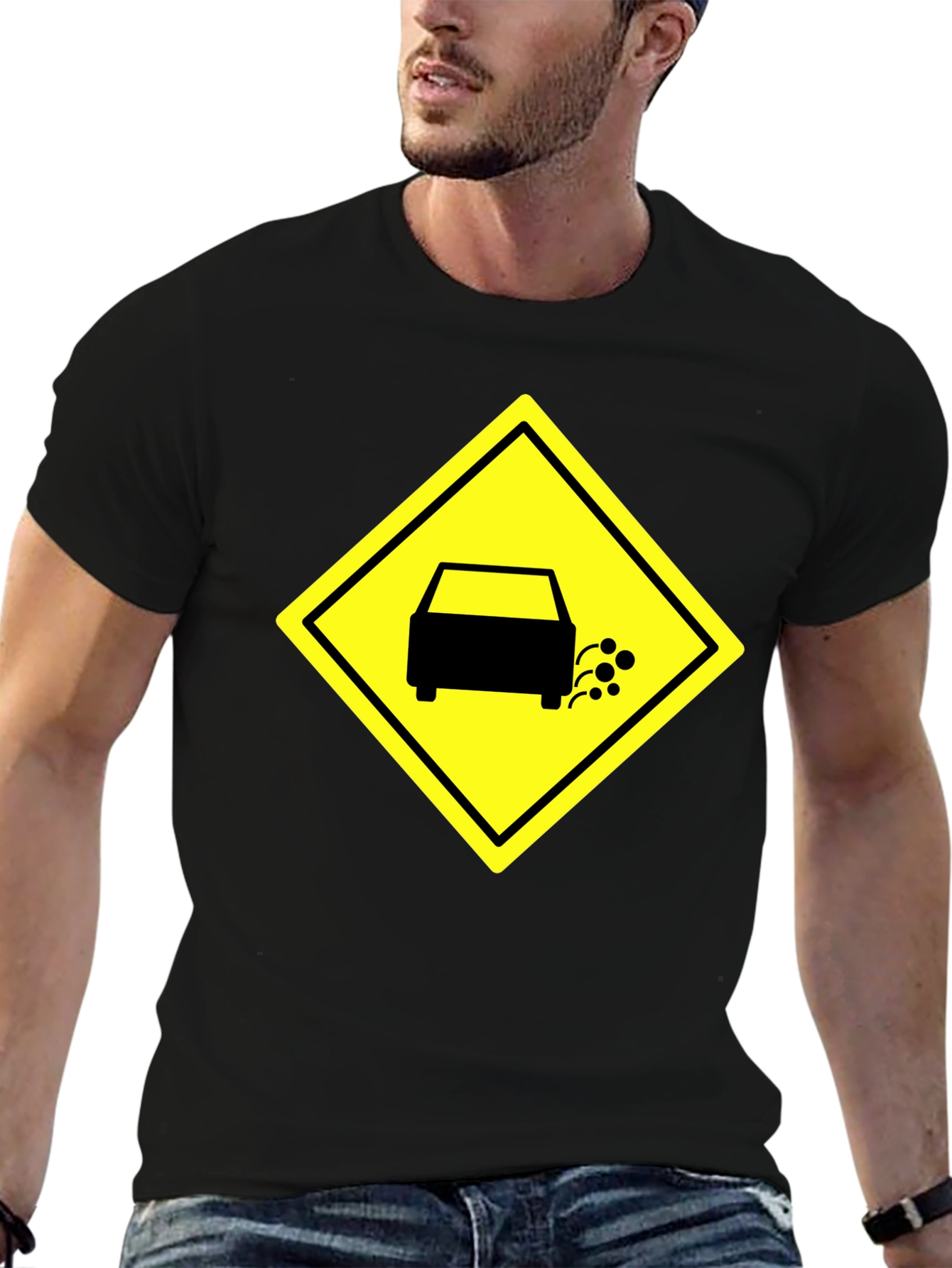 Black Funny Exhaust Fumes Car Humor Black T-Shirt view 6