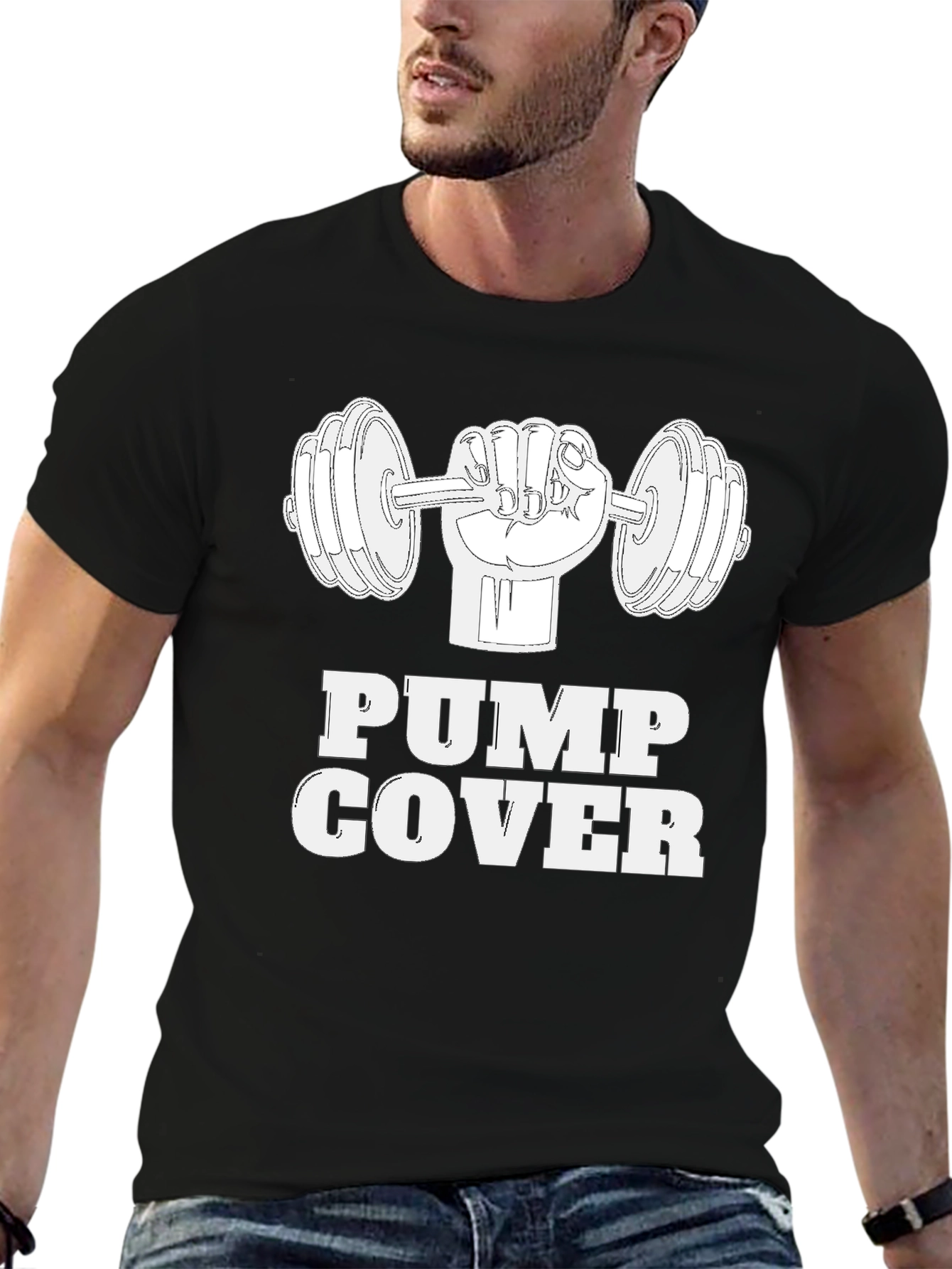 Black Pump Cover Weightlifting T-Shirt view 6