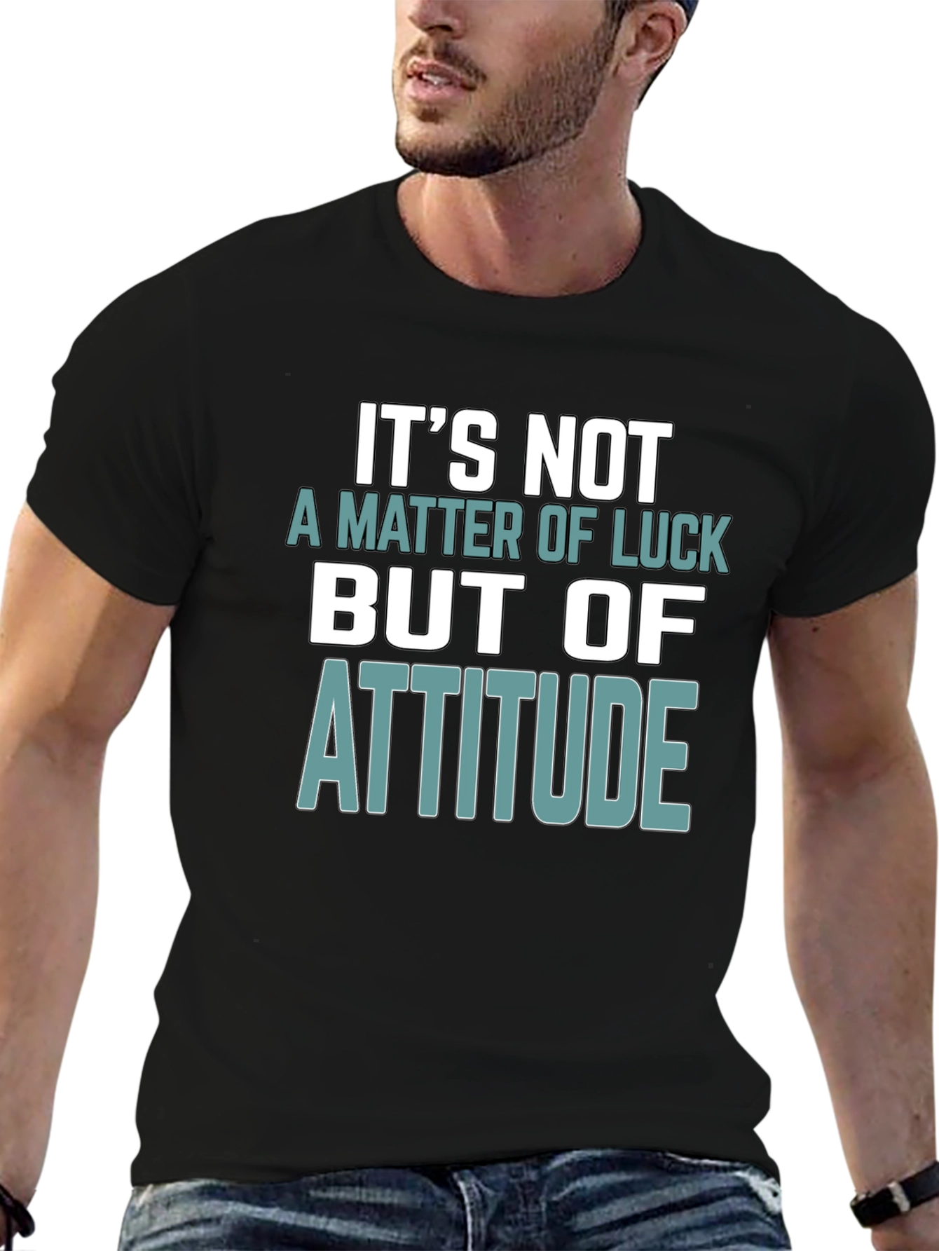 Black Attitude Matters T-Shirt - Motivational Design view 6