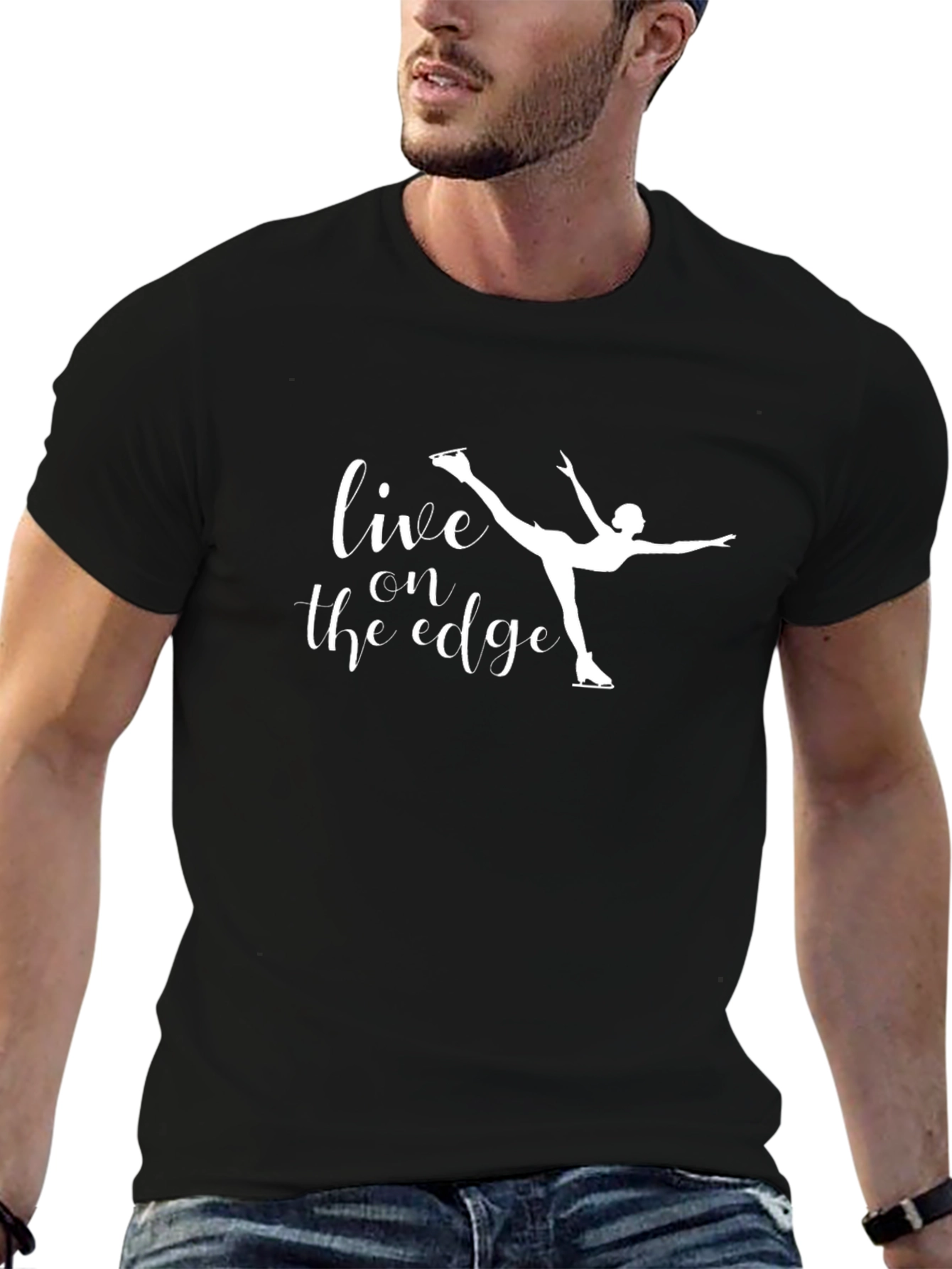 Black Live on the Edge Ice Skating T-Shirt view 6
