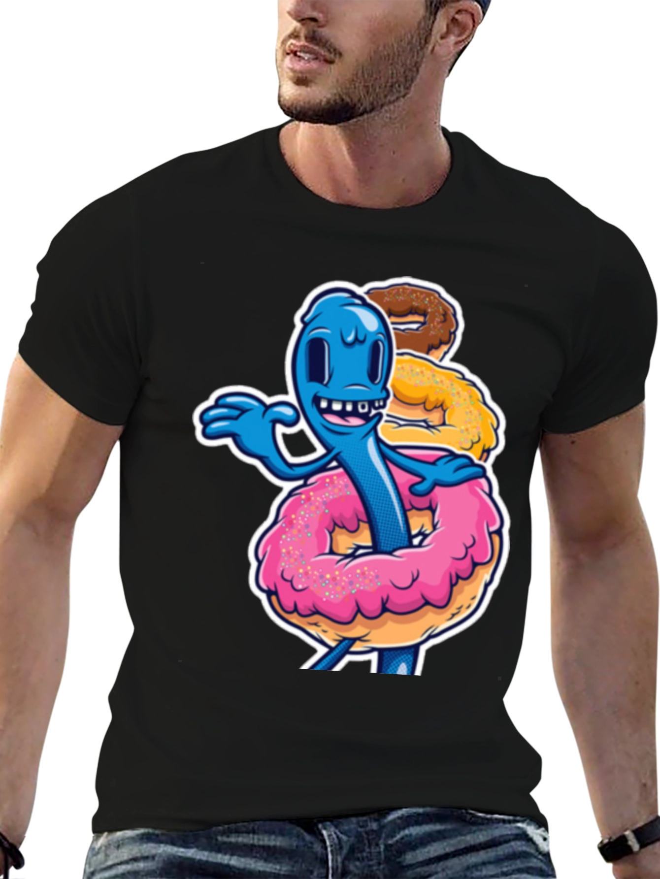 Black Donut Monster Graphic Tee - Fun & Unique Design view 6
