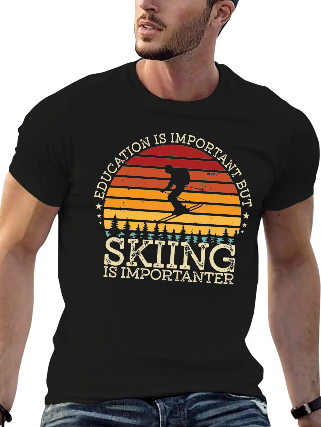 Black Skiing is Importanter Tee view 6