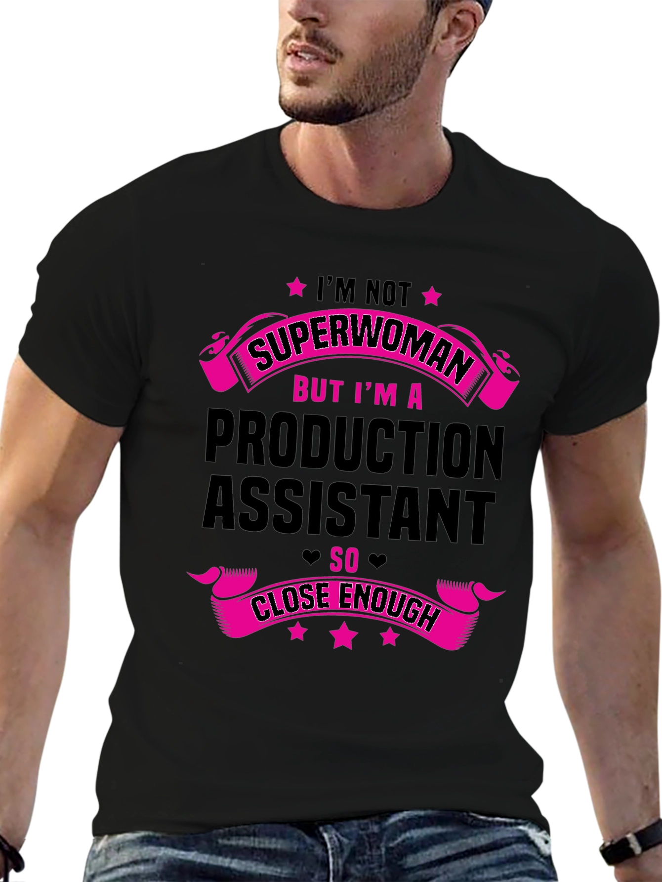 Black Production Assistant Funny T-Shirt view 6