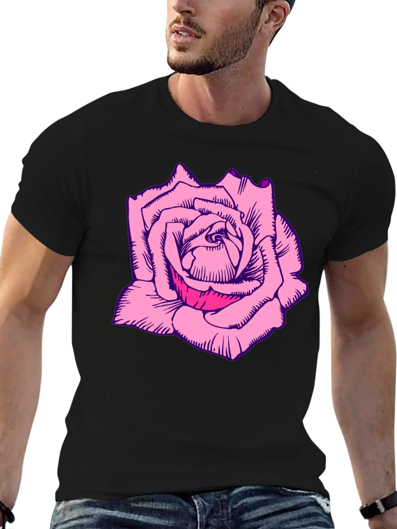 Black Rose Graphic Tee - Bold Black T-Shirt view 6