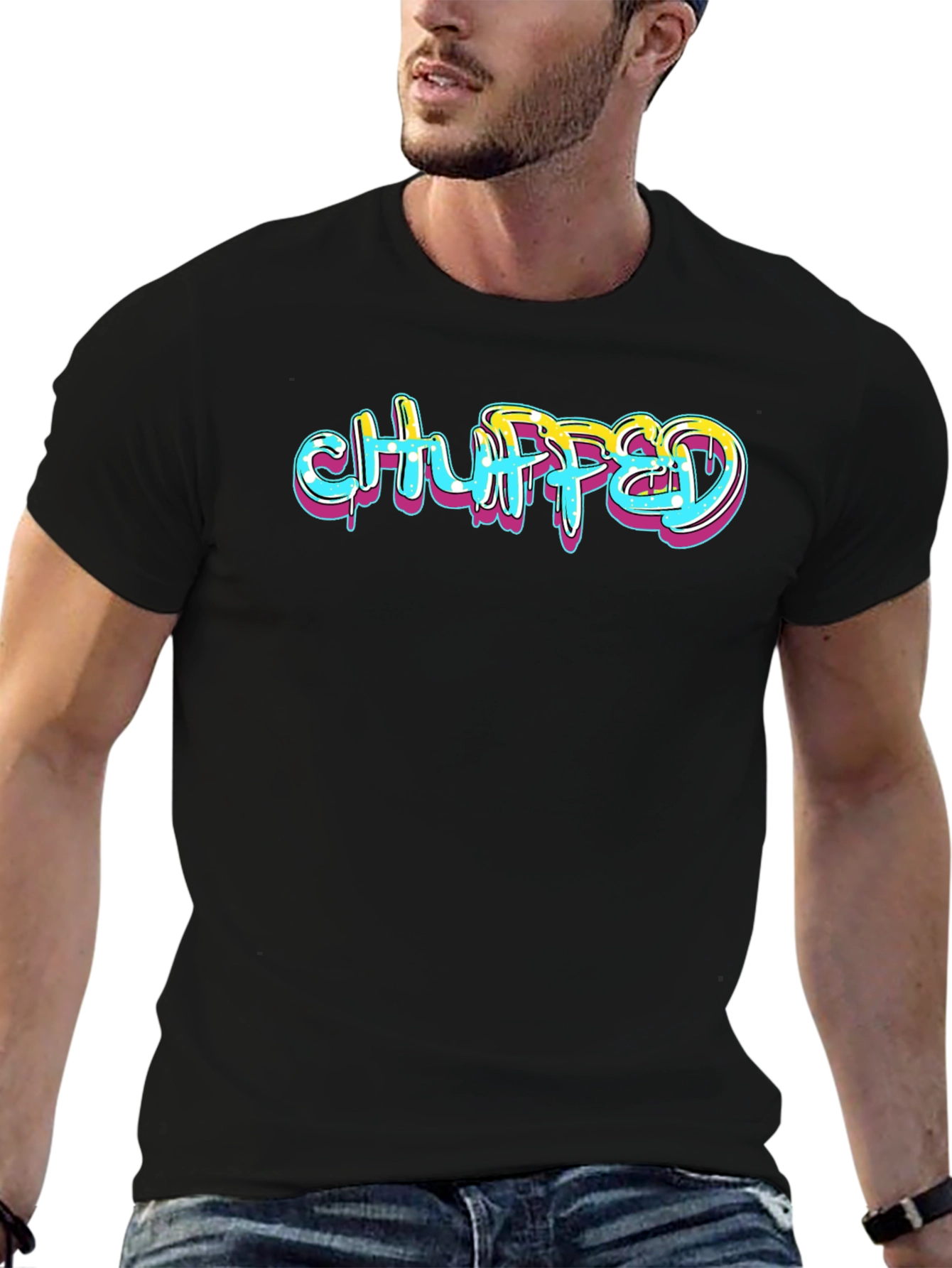 Black "Chuffed" Graphic Print Black T-Shirt view 6