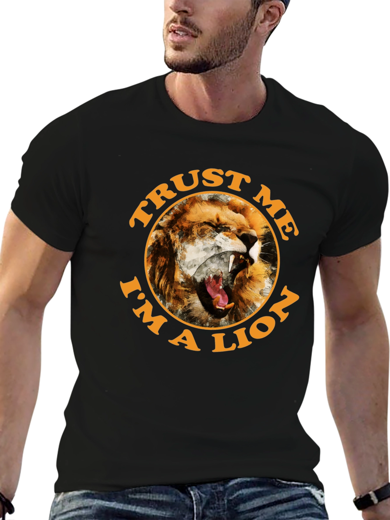 Black Trust Me I'm a Lion Graphic Tee view 6