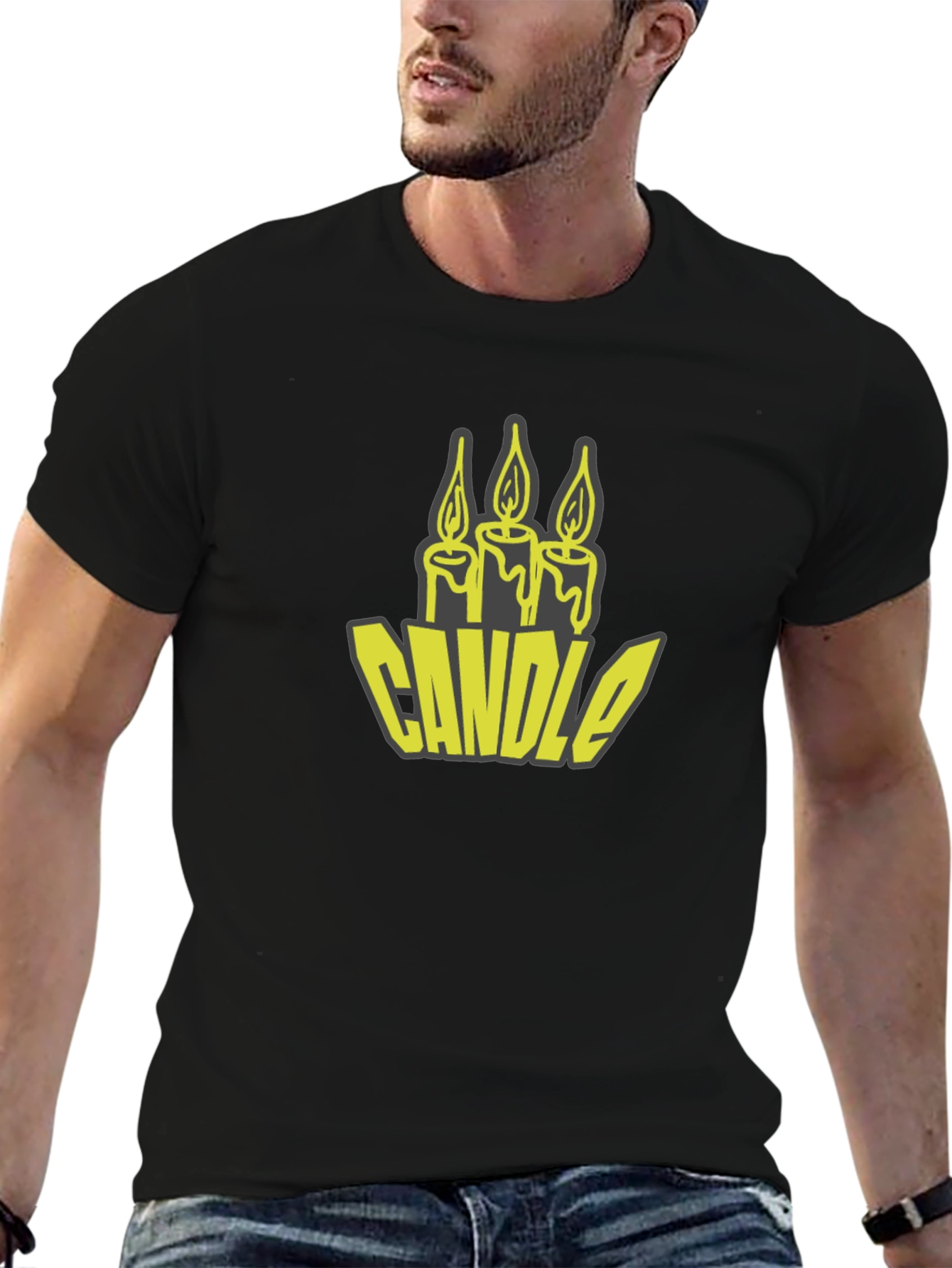 Black Candle Graphic Tee - Black Cotton T-Shirt view 6