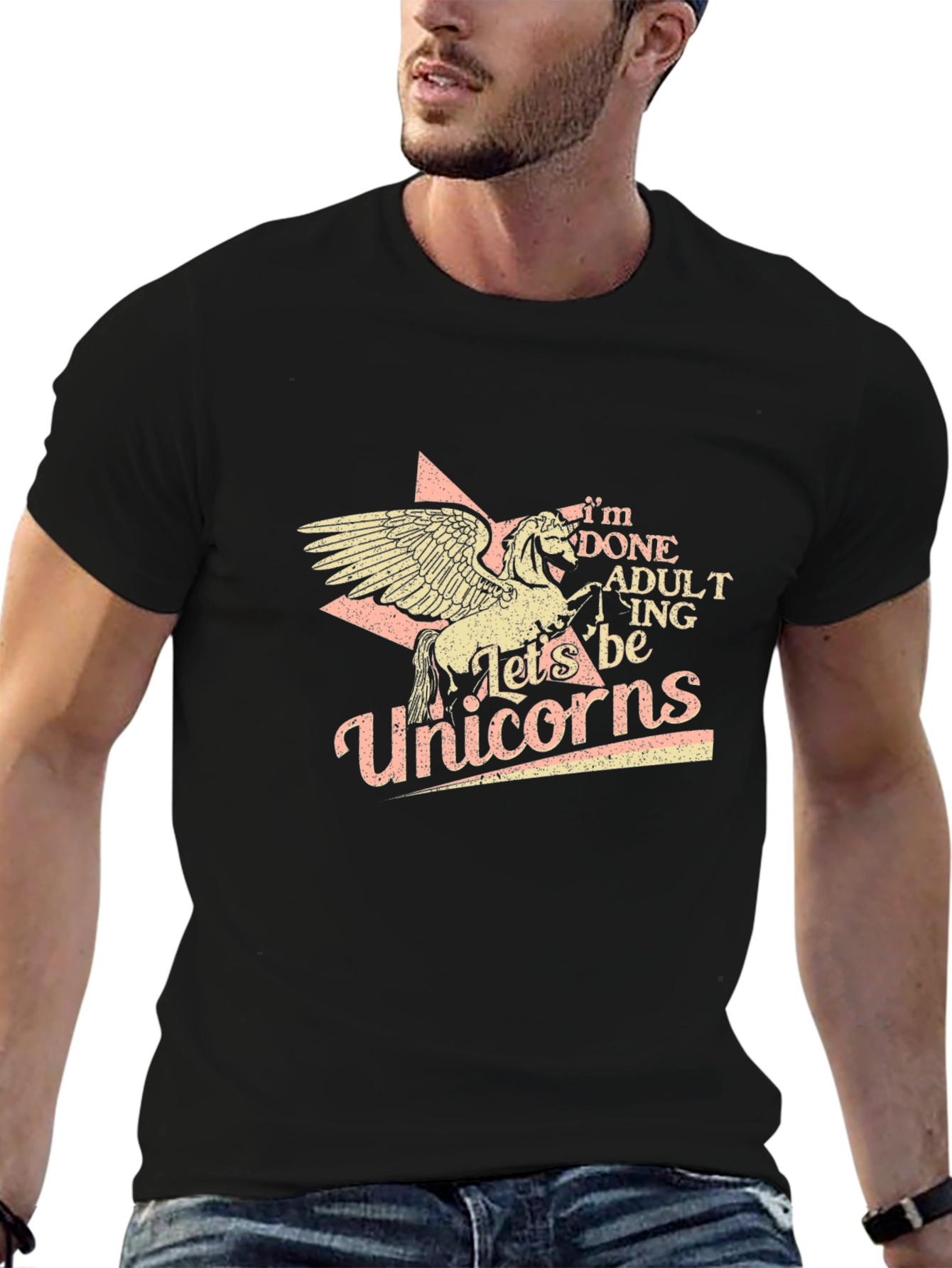 Black I'm Done Adulting Let's Be Unicorns T-Shirt view 6