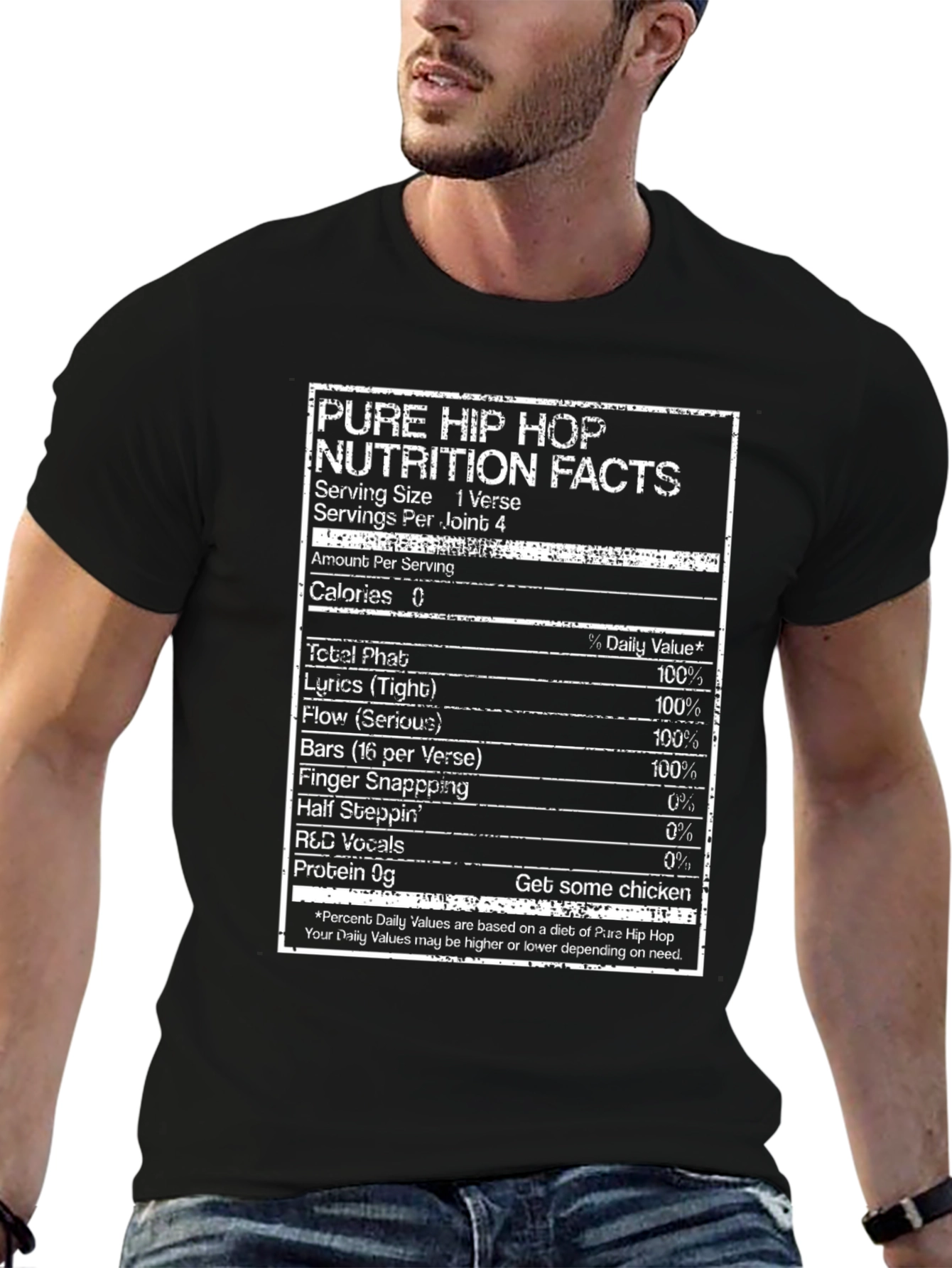 Black Pure Hip Hop Nutrition Facts T-Shirt view 6