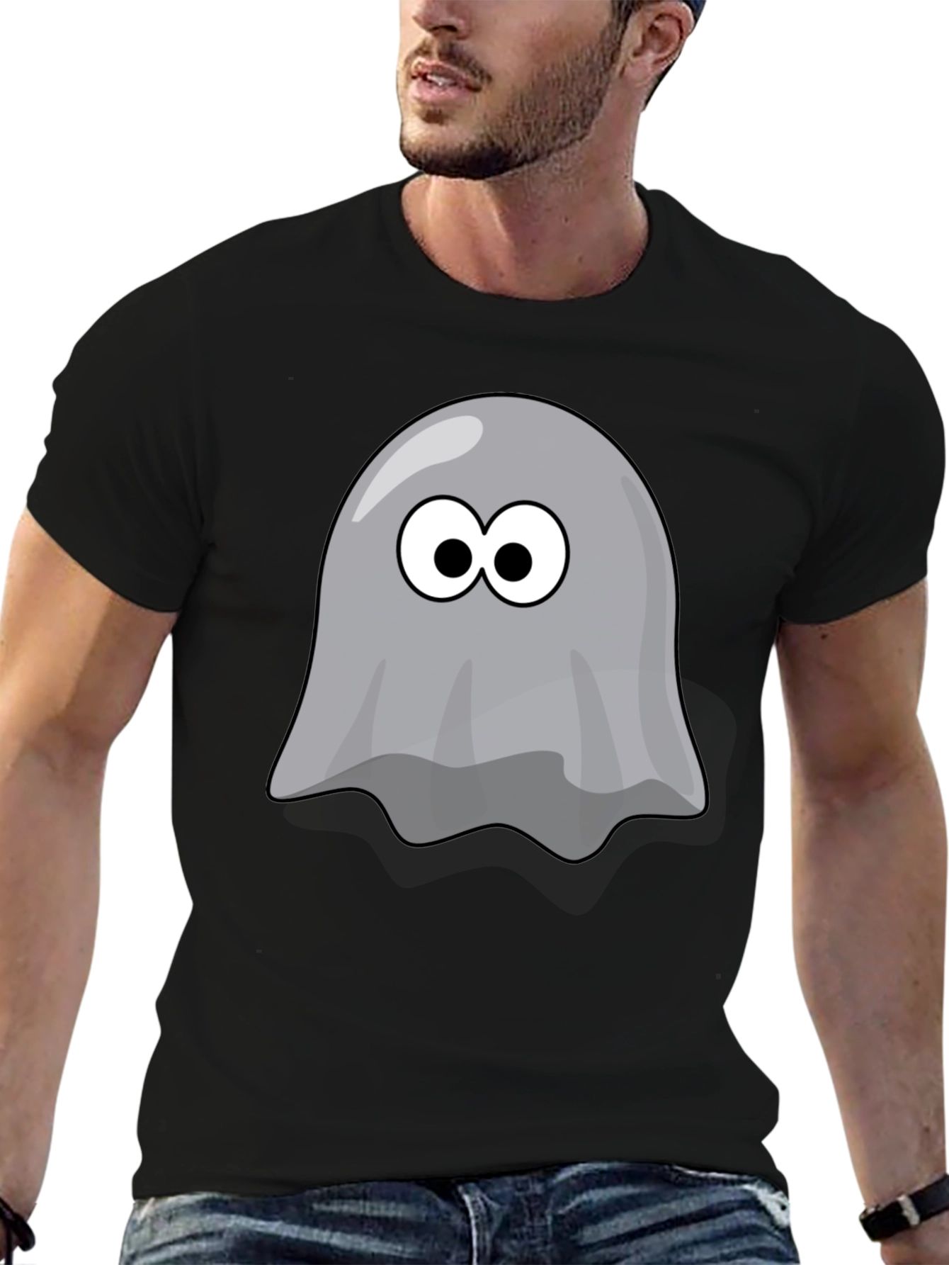 Black Ghost Graphic T-Shirt - Spooky Season Style! view 6