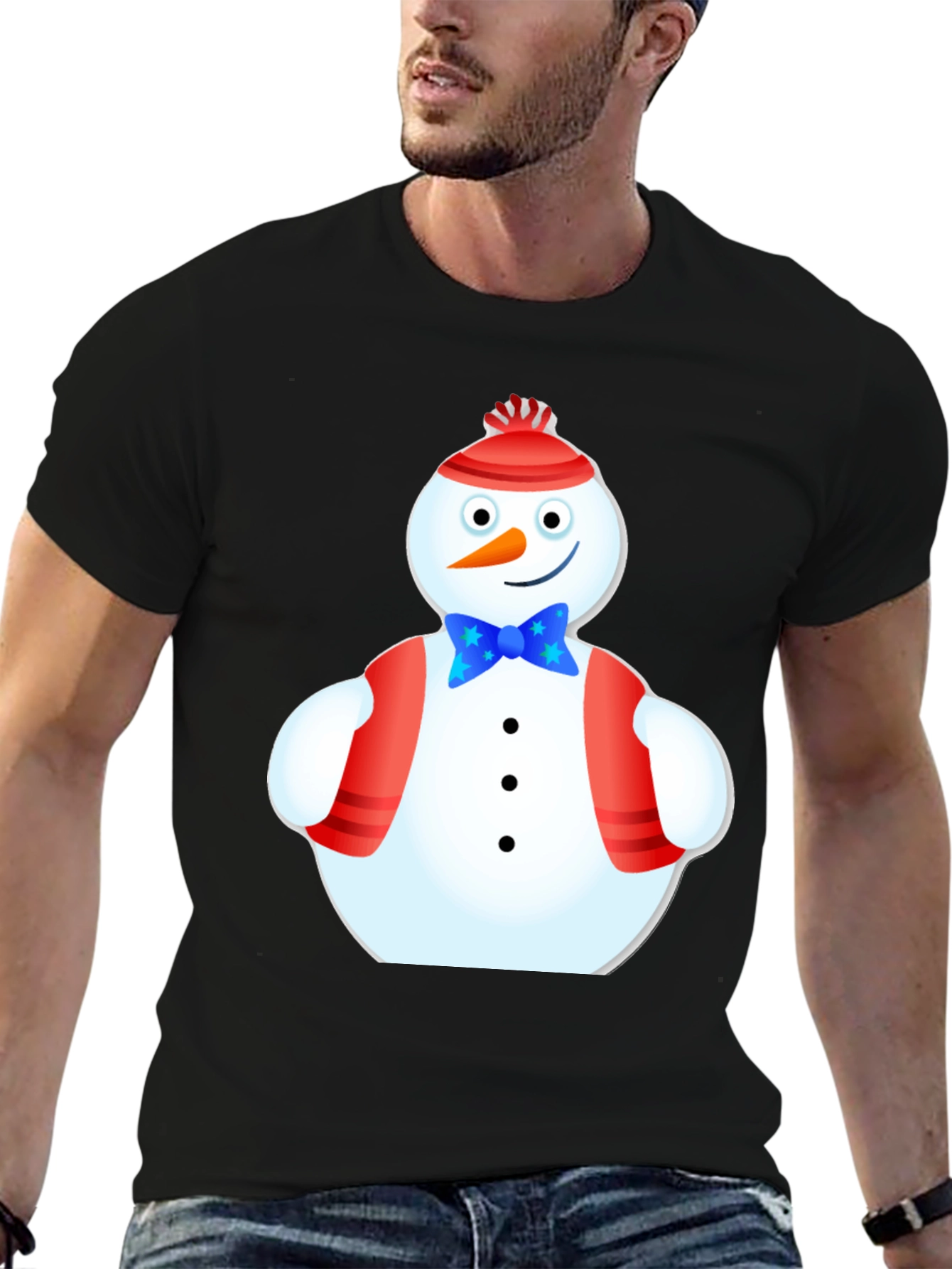 Black Festive Snowman T-Shirt - Holiday Cheer view 6