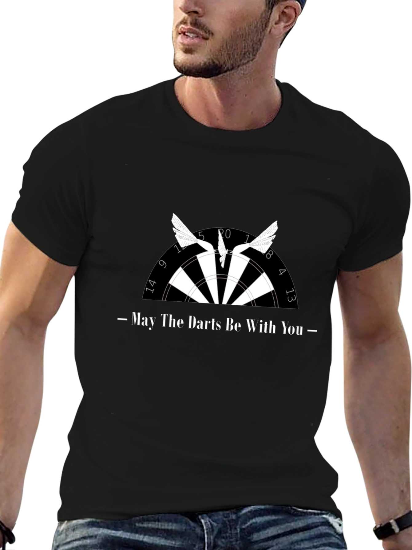 Black May the Darts Be With You - Black T-Shirt view 6
