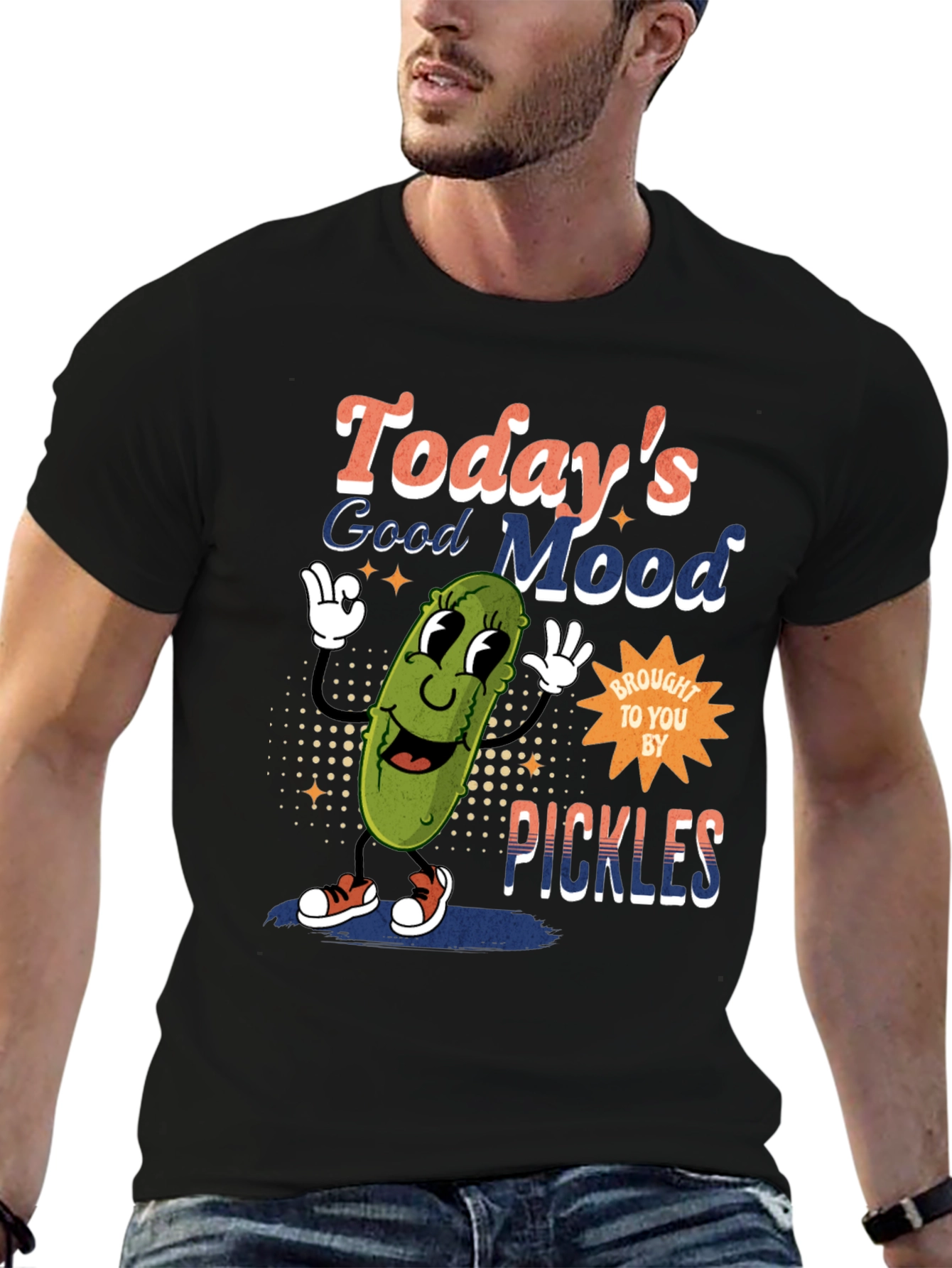 Black Funny Pickle Graphic T-Shirt - Today's Good Mood view 6