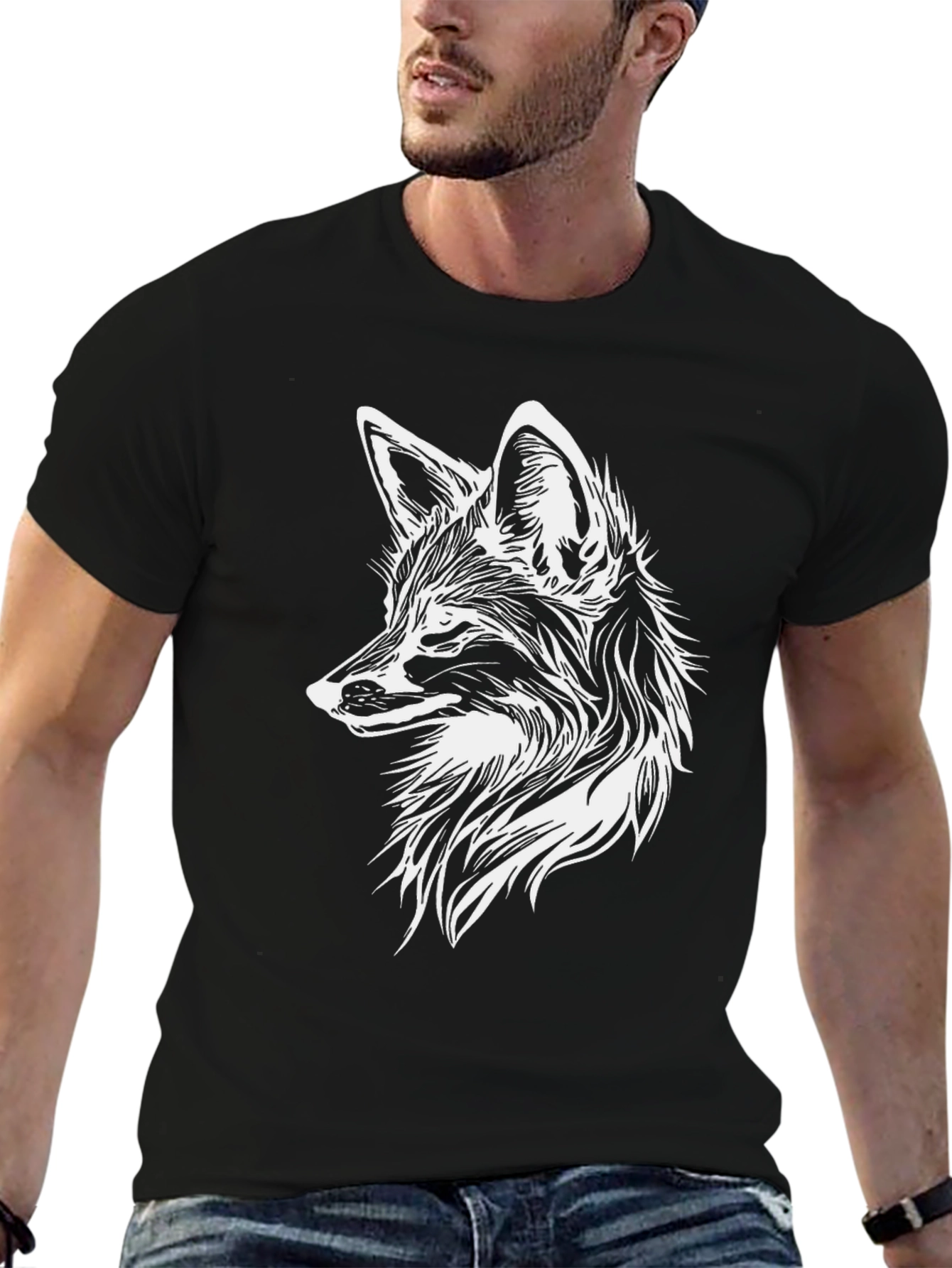 Black Black Fox Graphic Tee - Stylish Animal Print Shirt view 6