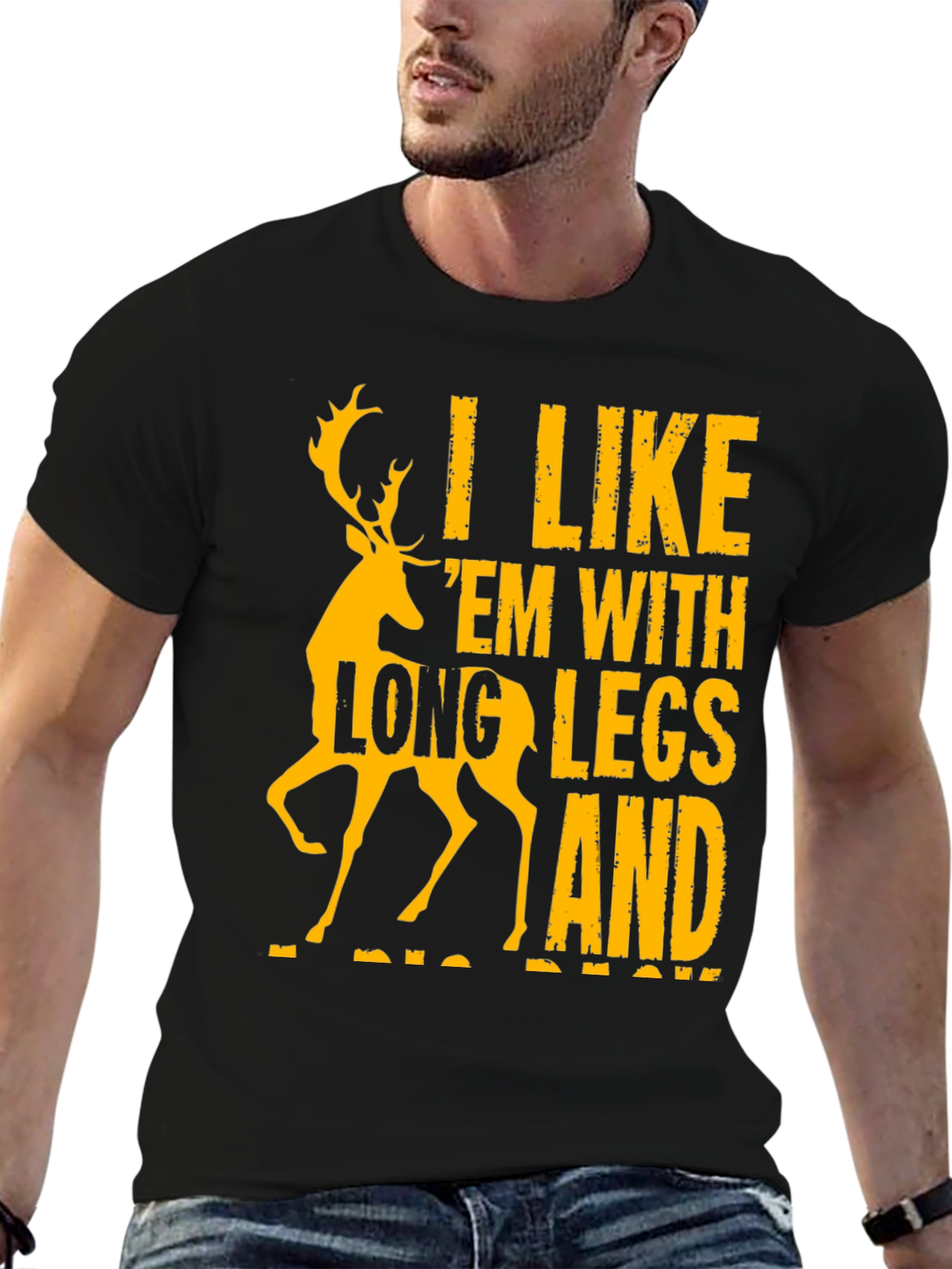 Black Deer Long Legs Graphic T-Shirt view 6