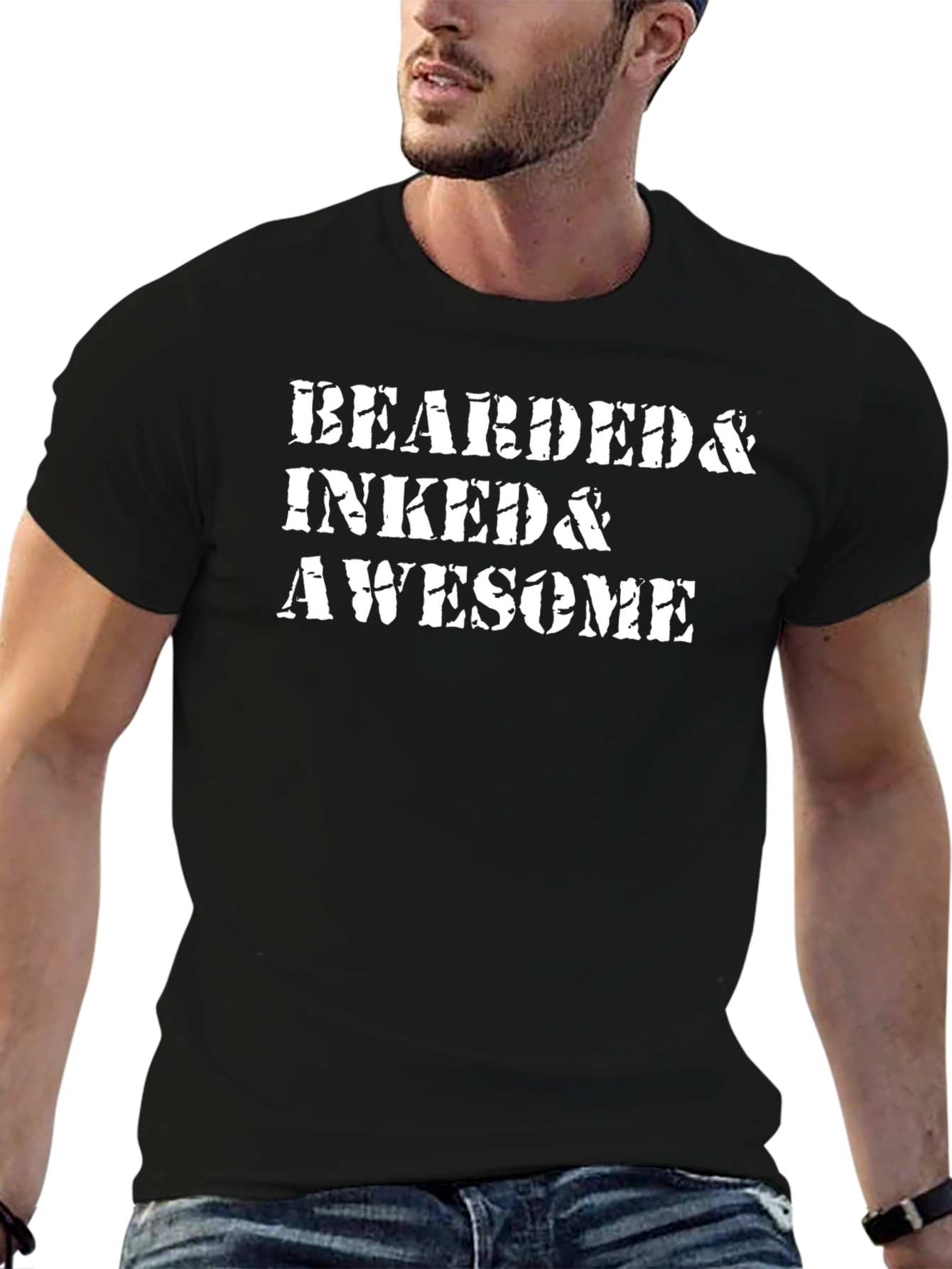 Black Bearded & Inked & Awesome Graphic Tee view 6